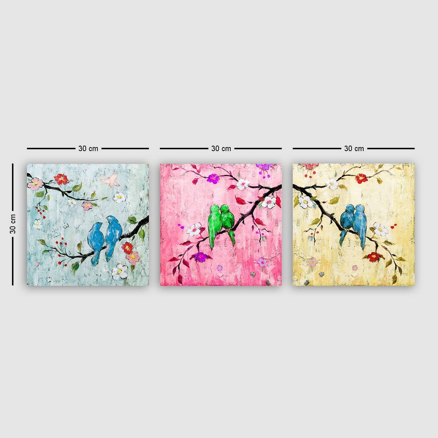Set 3 tablouri DRPRC9031, multicolor, panza, 30x30 cm
