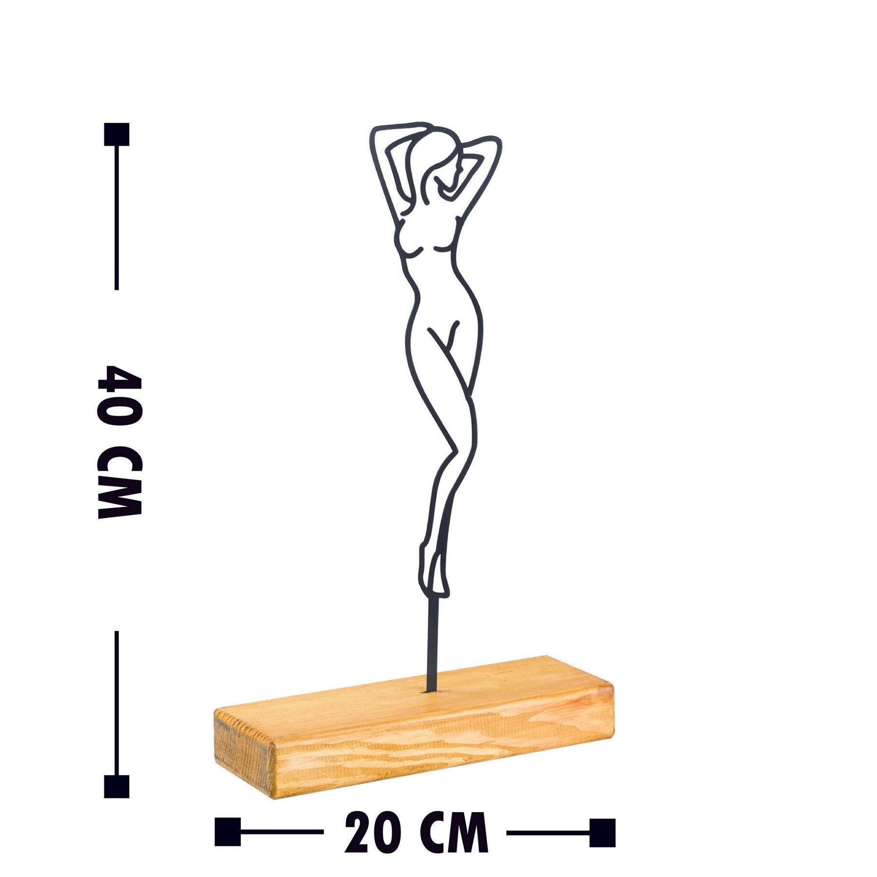 Accesoriu decorativ WOMAN 2, stejar/negru, metal/lemn, 20x4x40 cm