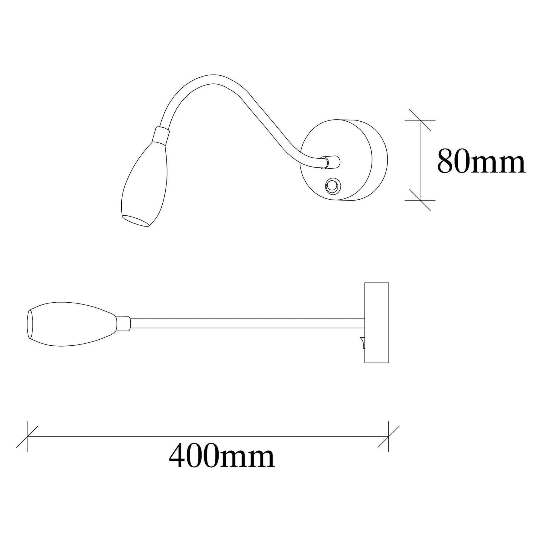 Lampa de perete Reading-3252, metal, 15x38 cm