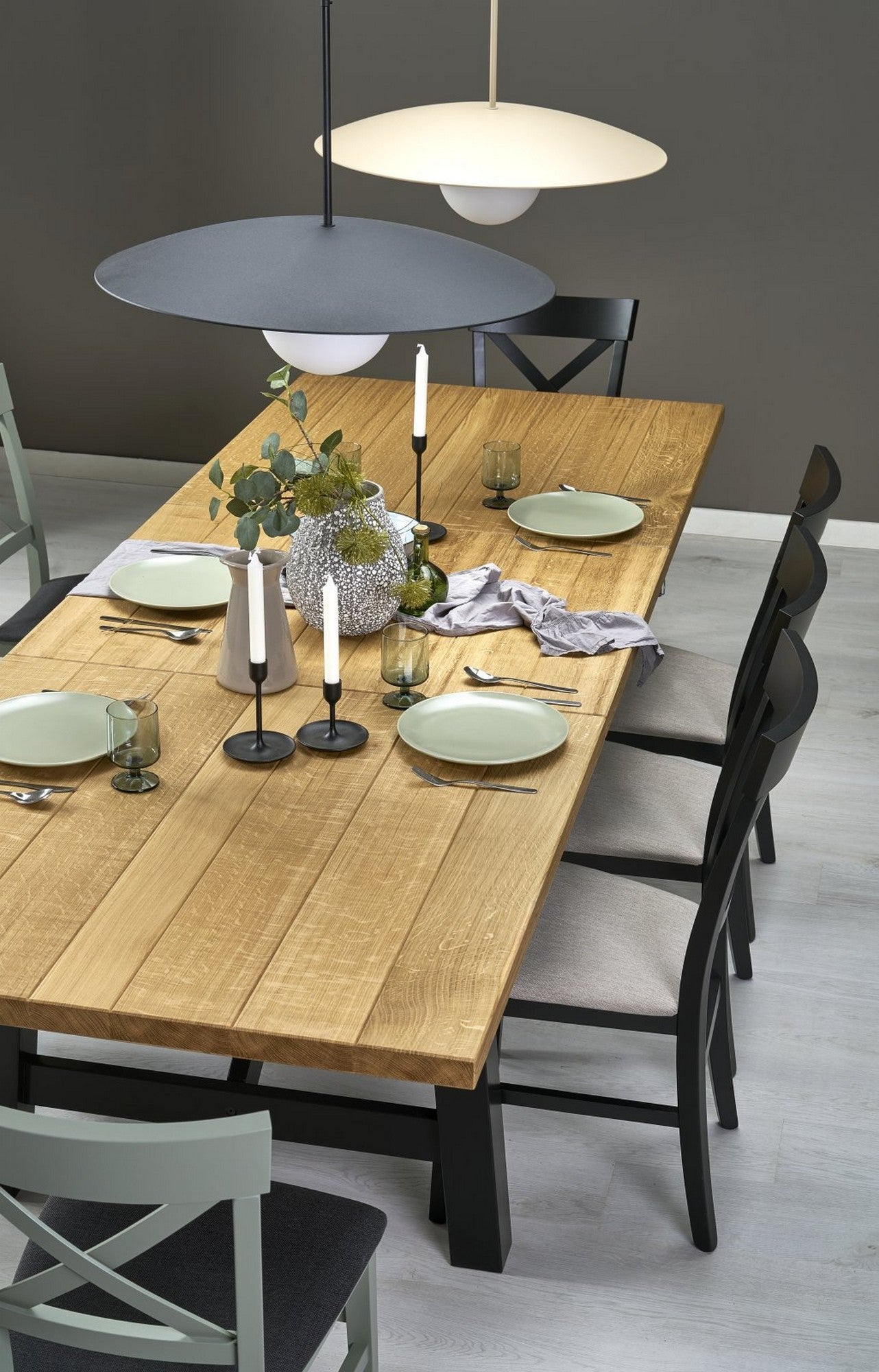 Masa extensibila FIESTA, stejar natural/negru, 200/280x100x77 cm