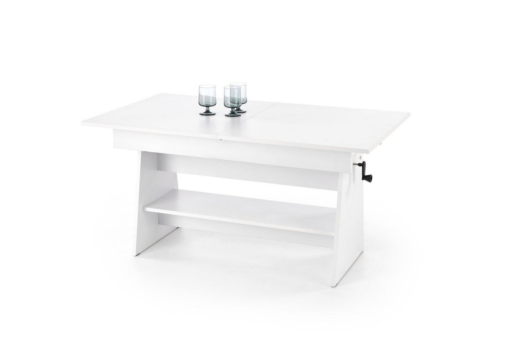 Masuta de cafea extensibila ERIKA, alb, PAL laminat, 120/160x70x61/72 cm
