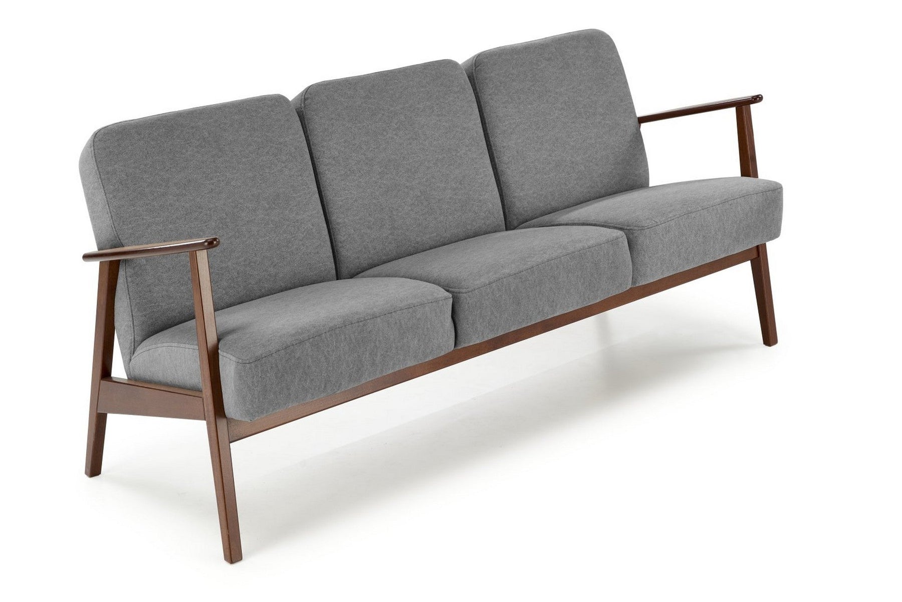 Canapea MILANO 3S, gri - Castel 93, stofa catifelata/lemn, 175x77x77 cm