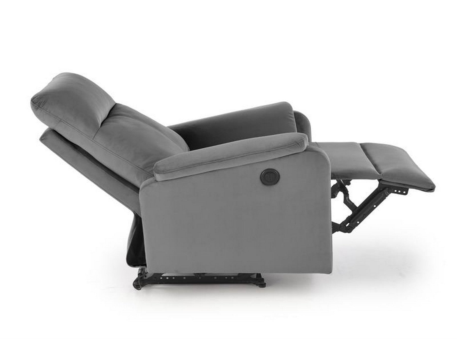 Fotoliu recliner CROCUS, stofa catifelata gri - Bluvel 14, 77x88/155x81/102 cm