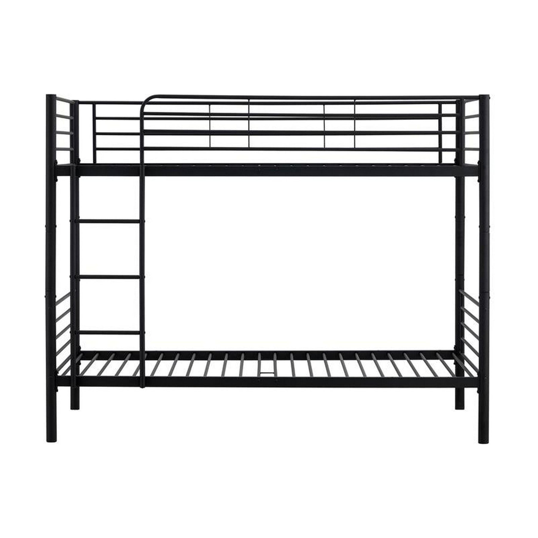 Pat supraetajat BUNKY, negru, cu somiera, 215x99 cm