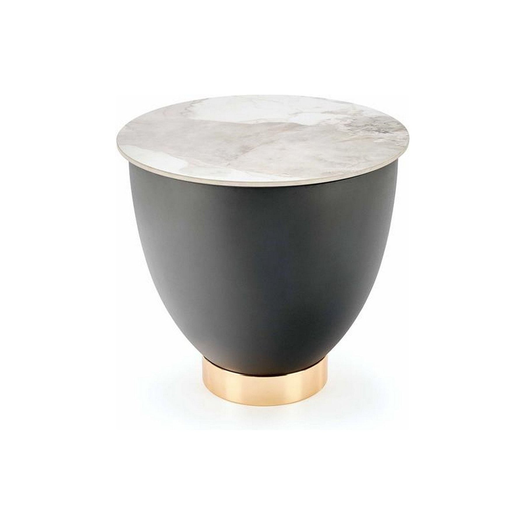 Masuta cafea CECILIA S, negru/alb, ceramica, cu spatiu depozitare, 48x45 cm