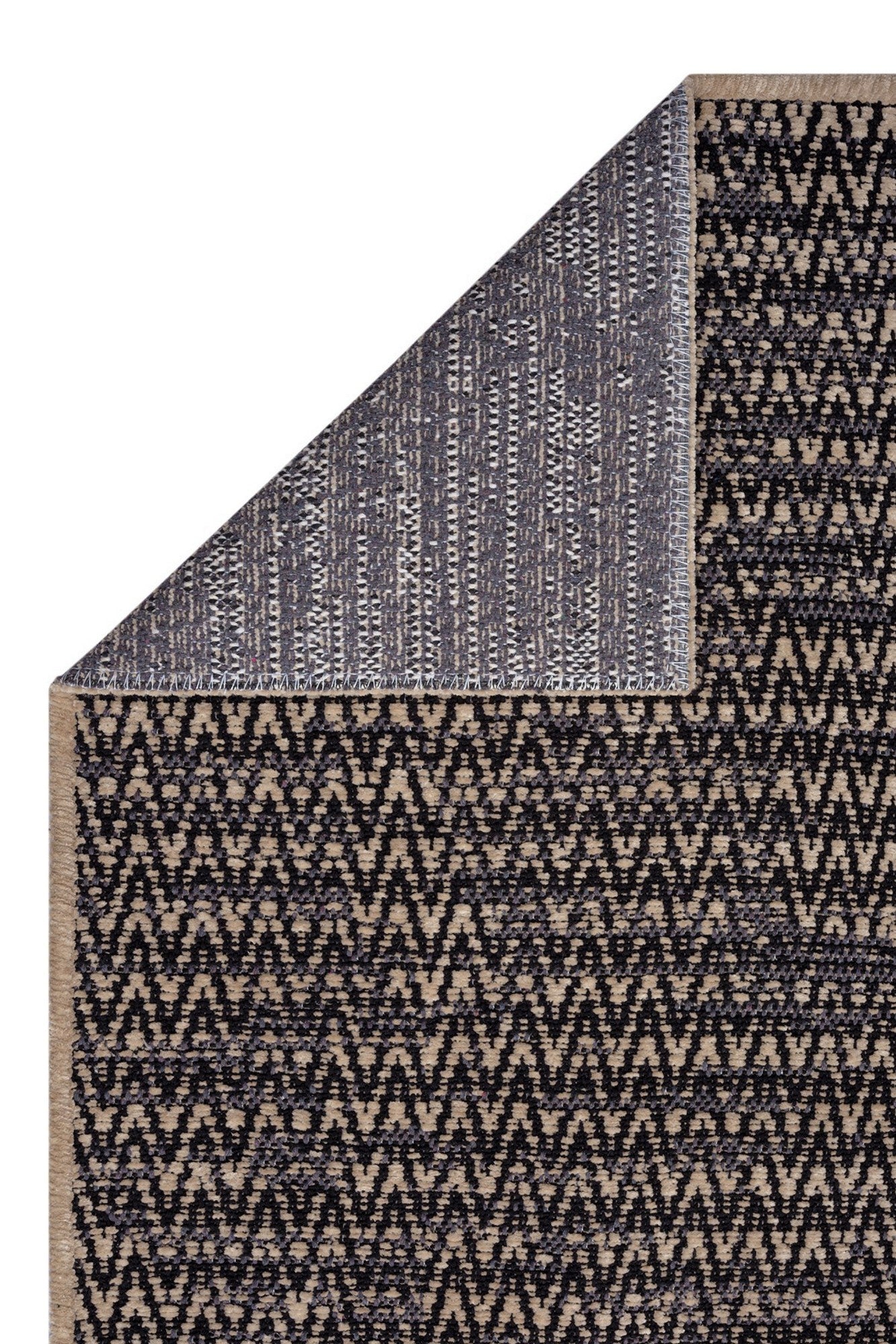 Covor TERAPIA, 80x150 cm, forma dreptunghiulara, poliester, negru/bej, 3604