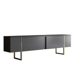 Comoda tv cu usi LUXE, PAL/metal, gri antracit/auriu, 180×30×50 cm