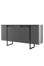 Comoda LUXE, PAL melaminat/metal, gri antracit/negru, 160×35×80 cm