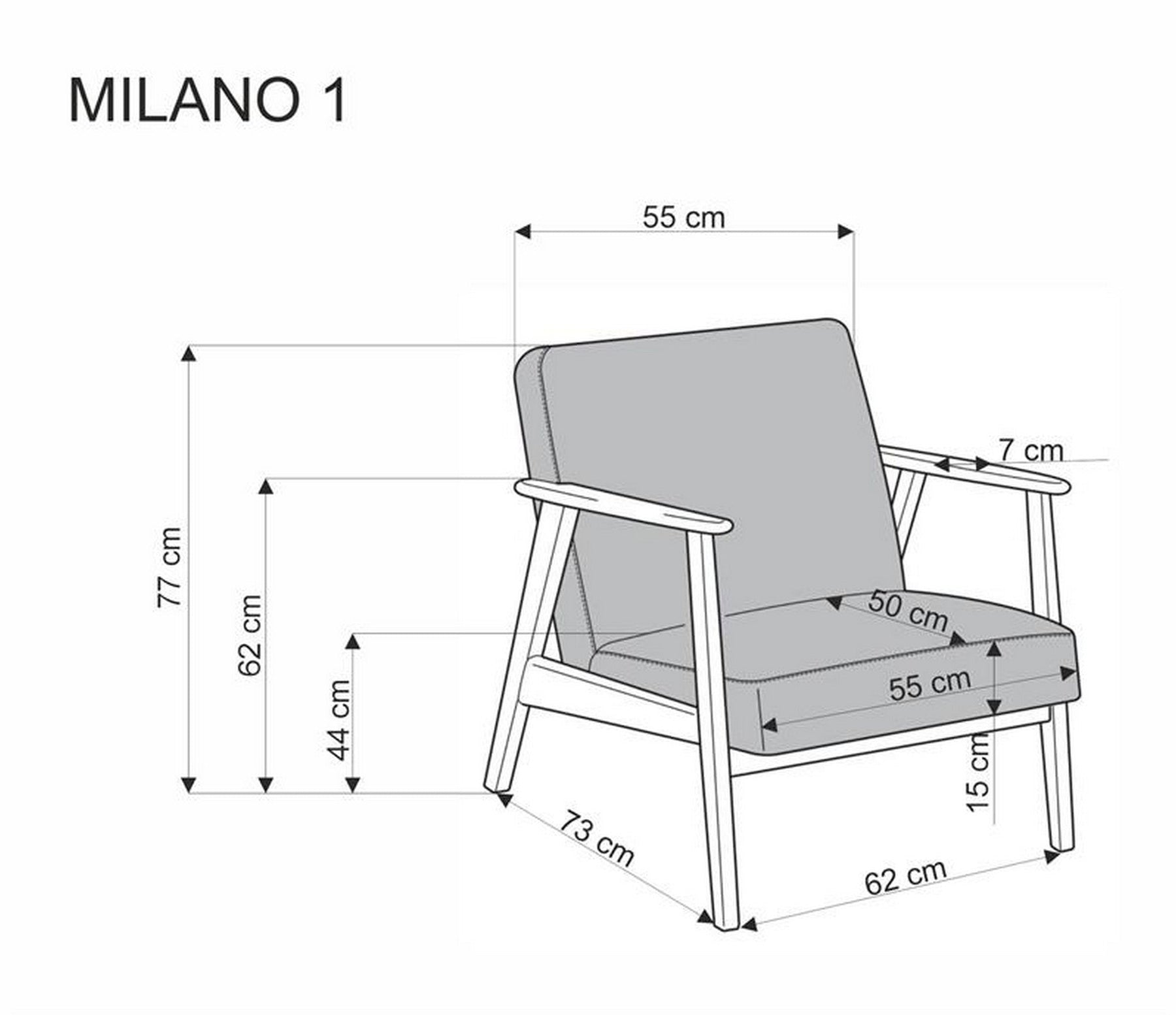 Fotoliu MILANO 1S, stofa catifelata crem - Castel 04, 65x77x77 cm