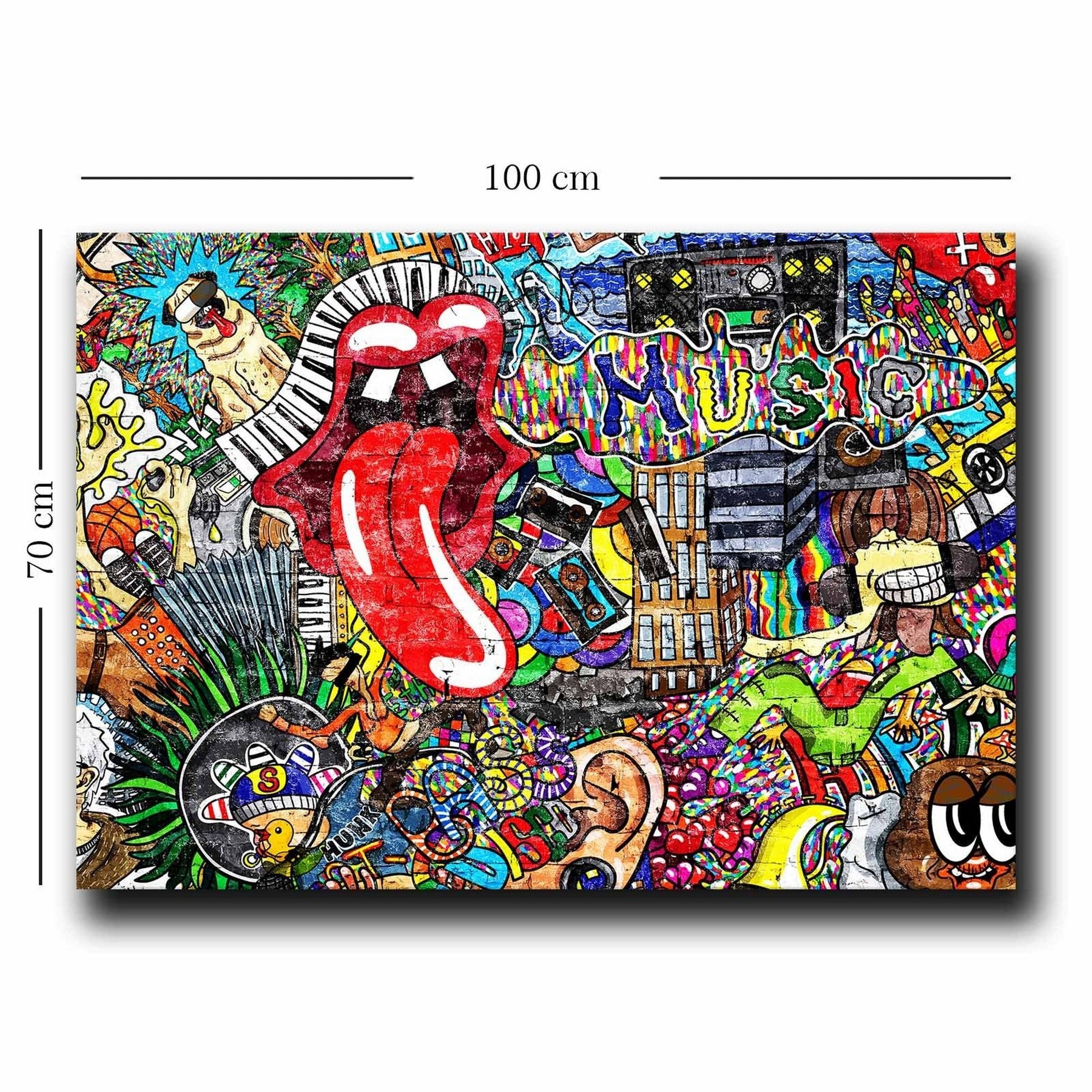 Tablou 649THL1149, multicolor, panza/lemn, 100x70 cm