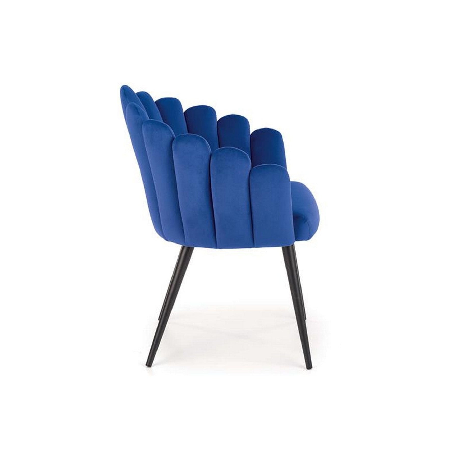 Scaun tapitat K410, albastru, stofa catifelata, 65x62x85 cm