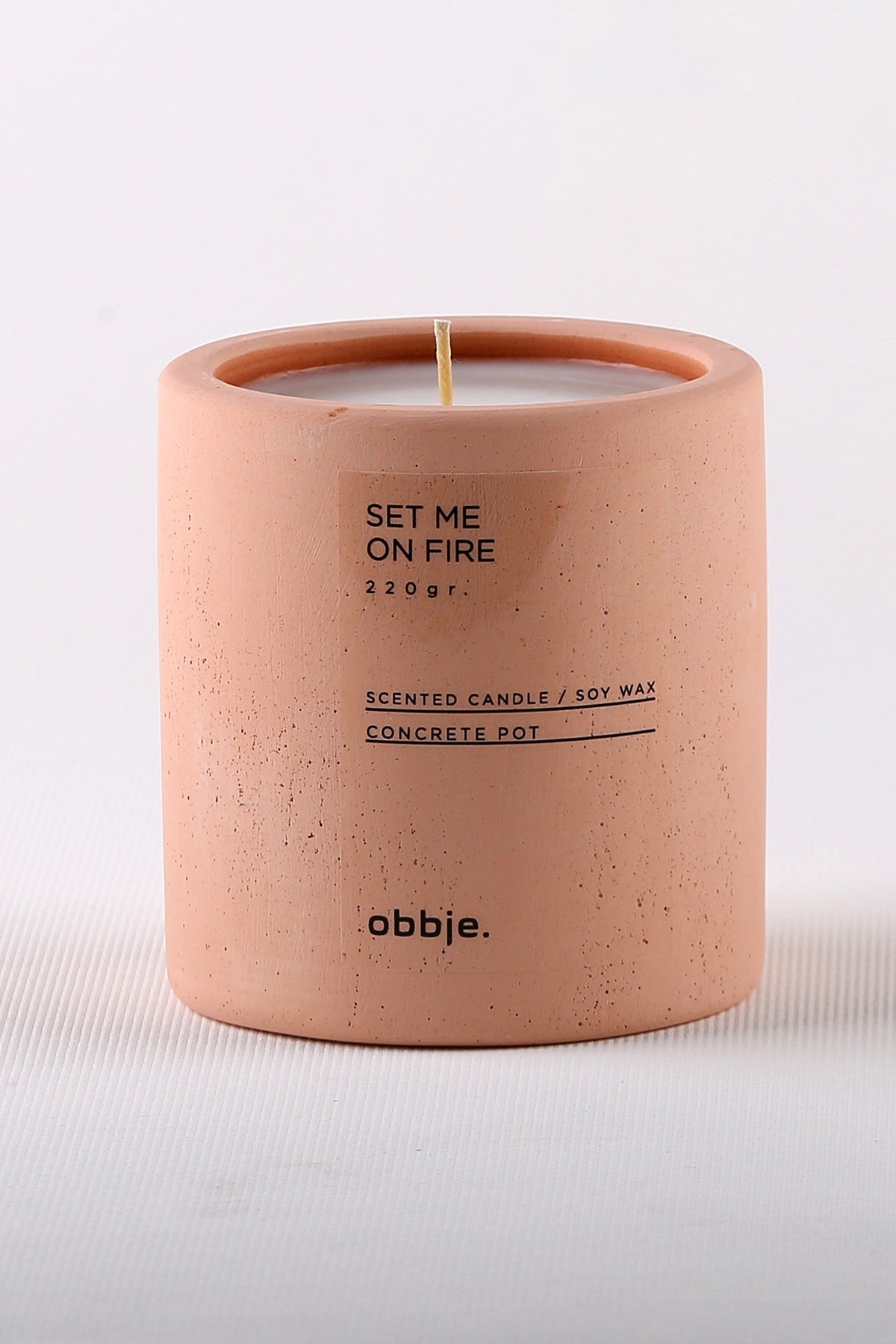 Lumanare 665CST1108, roz, beton/parafina, 9x9x9 cm