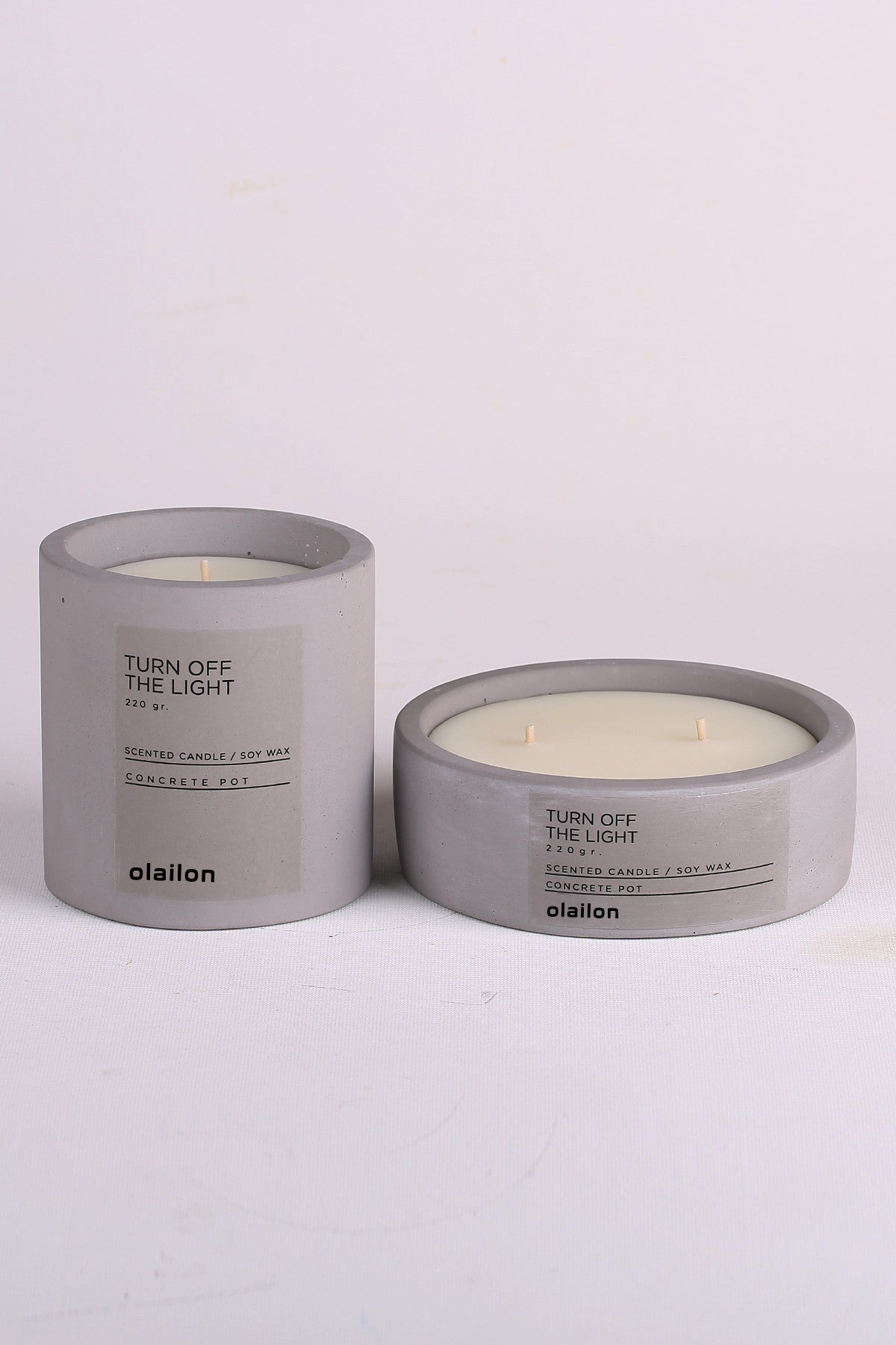 Set 2 lumanari 665CST1202, gri, beton/parafina
