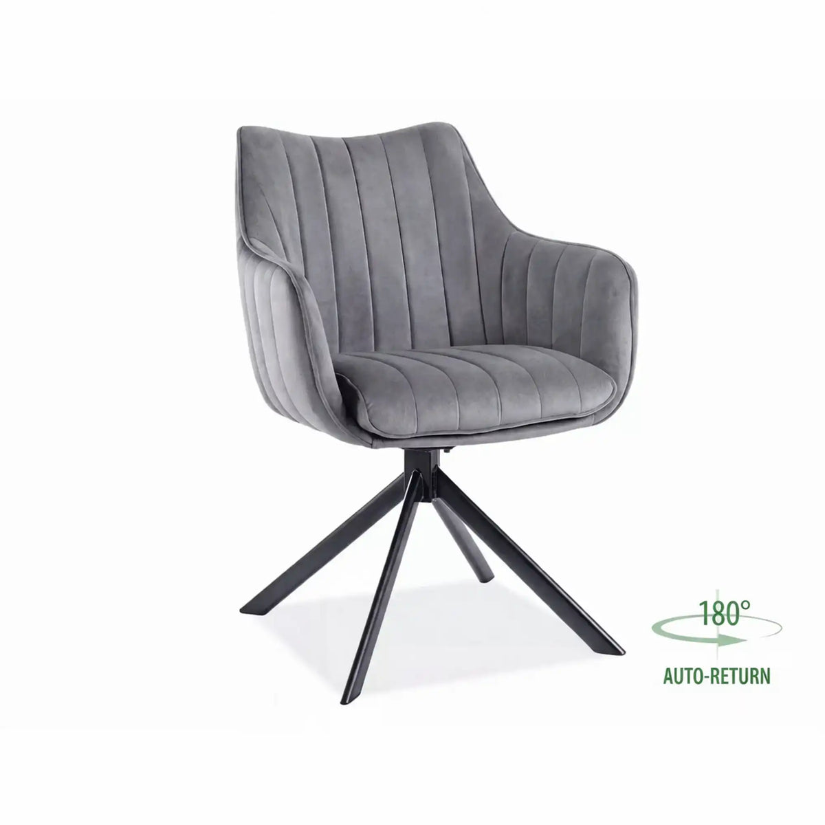Scaun cu stofa din catifea Azalia, gri inchis, 61x44x86 cm