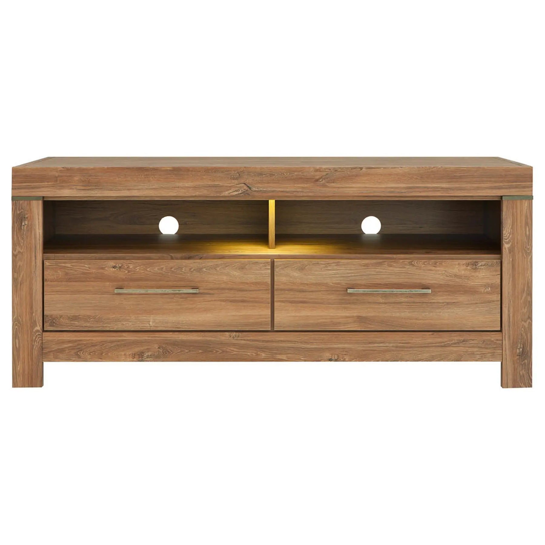 Comoda TV GENT, stejar, PAL, cu iluminare LED, 139x54x60 cm