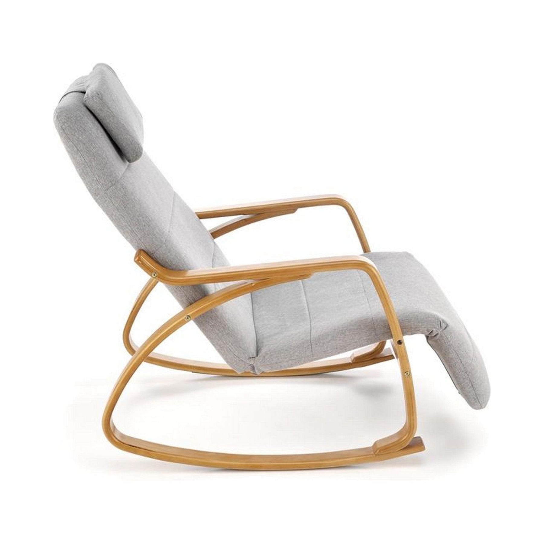 Fotoliu relaxare PRIME, gri, stofa/lemn masiv, 58x93x100 cm