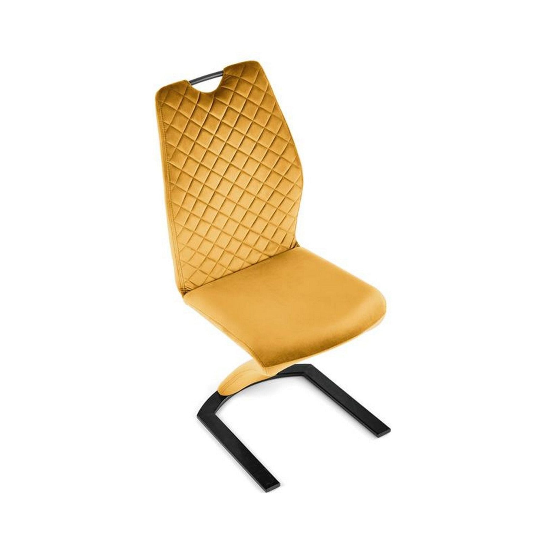 Scaun tapitat K442, galben, stofa catifelata, 46x61x102 cm