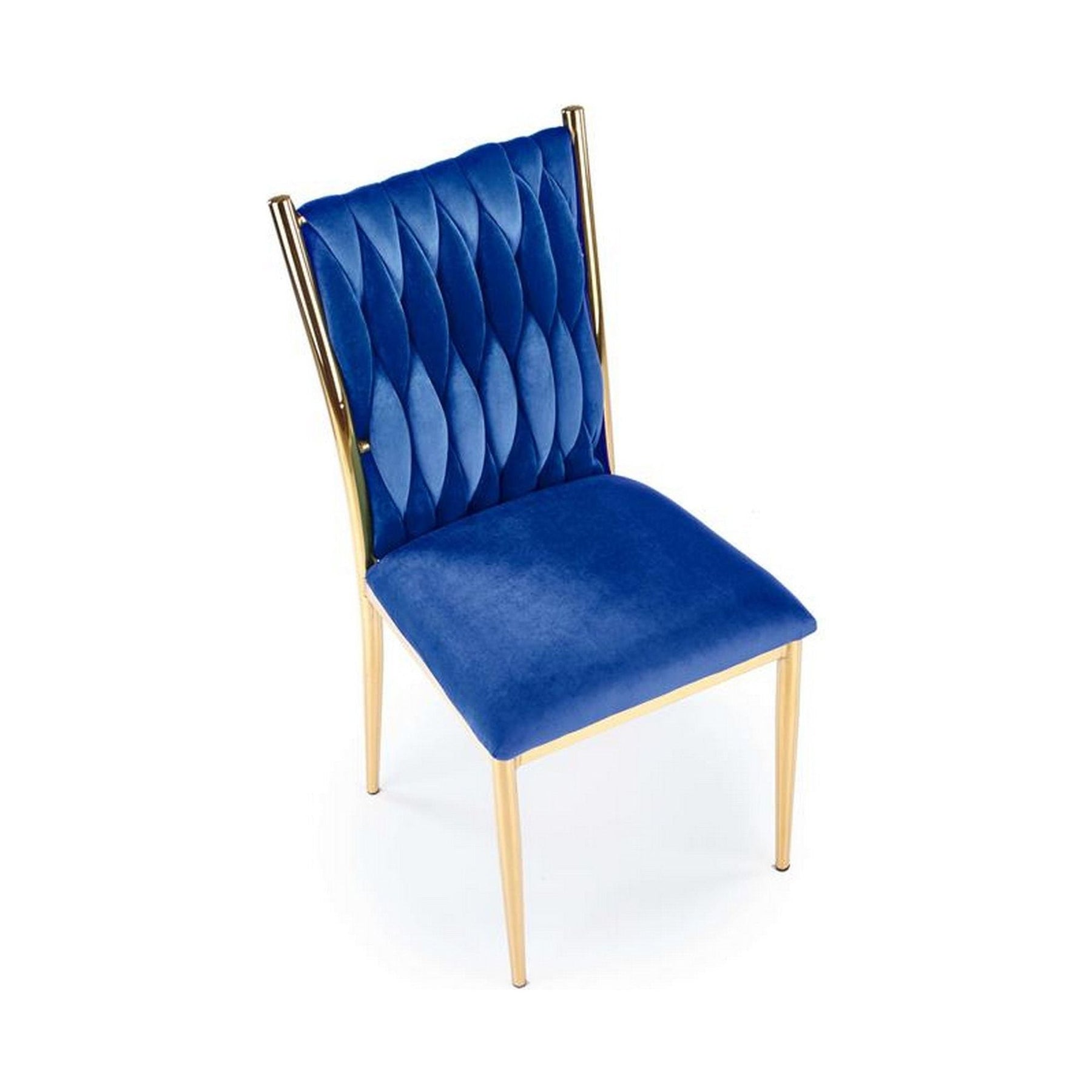 Scaun K436, albastru/auriu, stofa catifelata, 48x55x94 cm