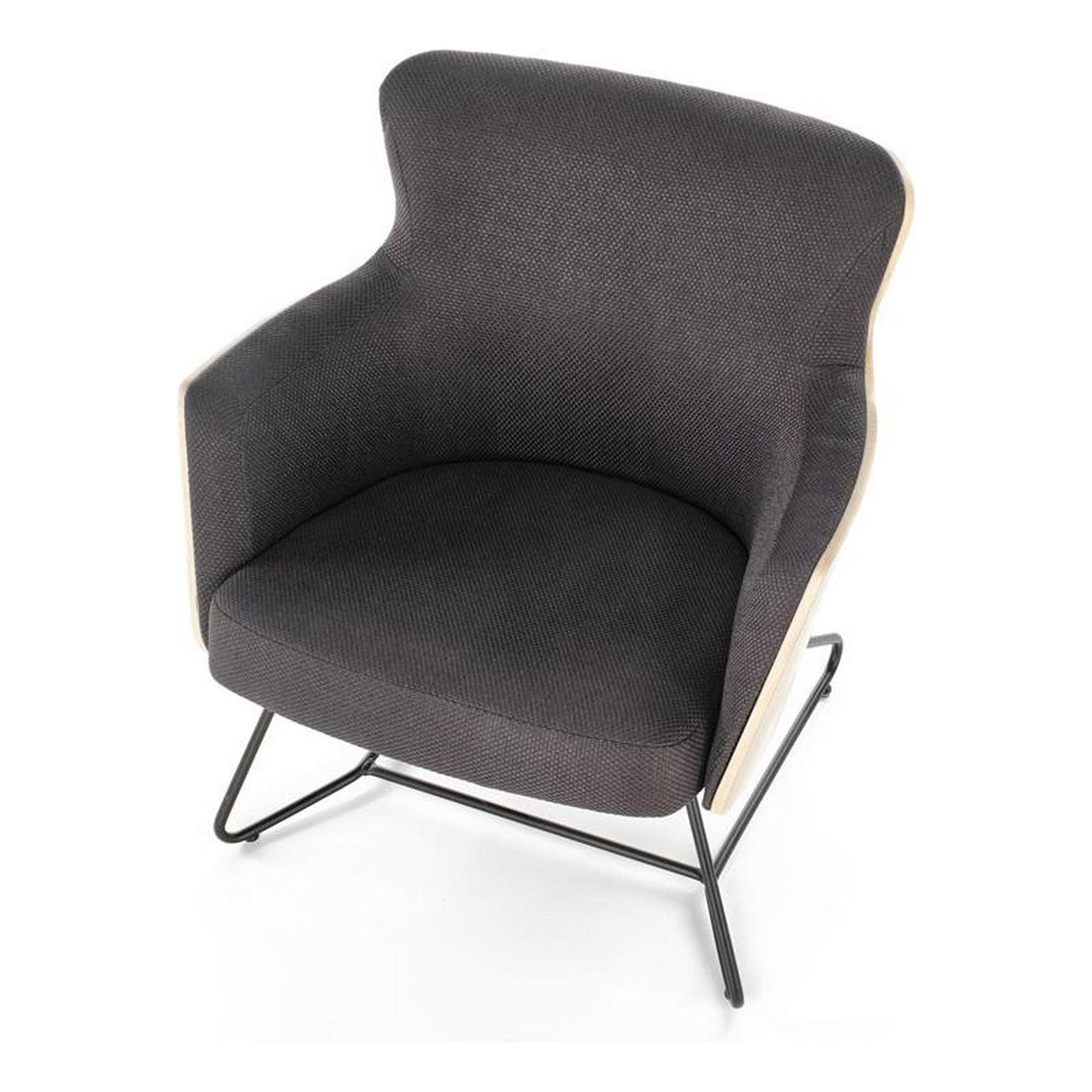 Fotoliu CHILLOUT, stofa gri inchis/stejar natural, 74x67x79 cm