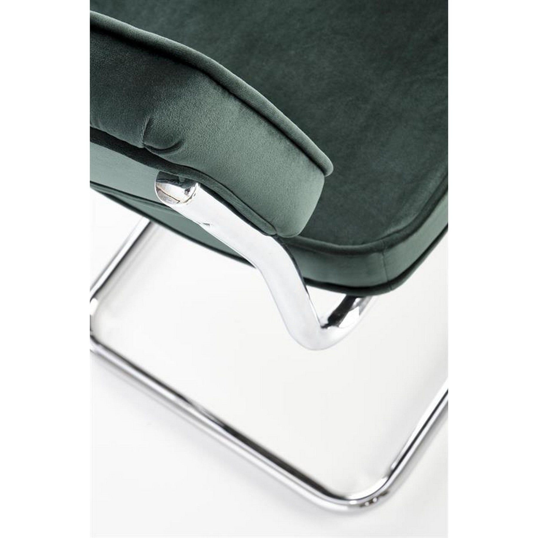 Scaun tapitat K510, verde inchis, stofa catifelata/otel cromat, 49x55x85 cm
