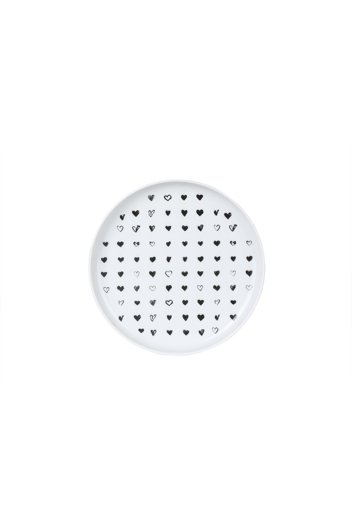 Set 4 farfurii pentru desert 710KTP3639, alb/negru, portelan, 15 cm