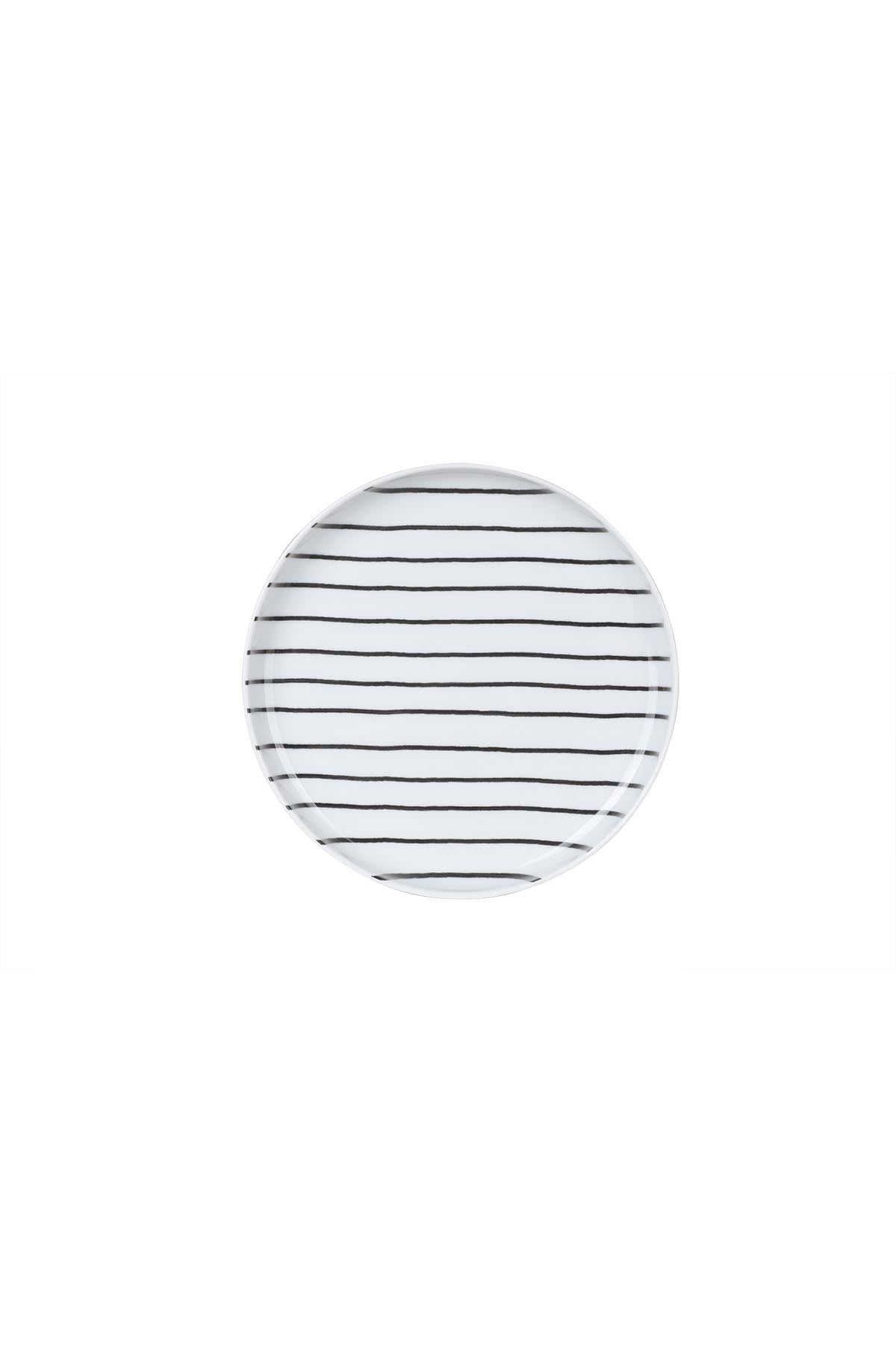 Set 4 farfurii pentru desert 710KTP3639, alb/negru, portelan, 15 cm