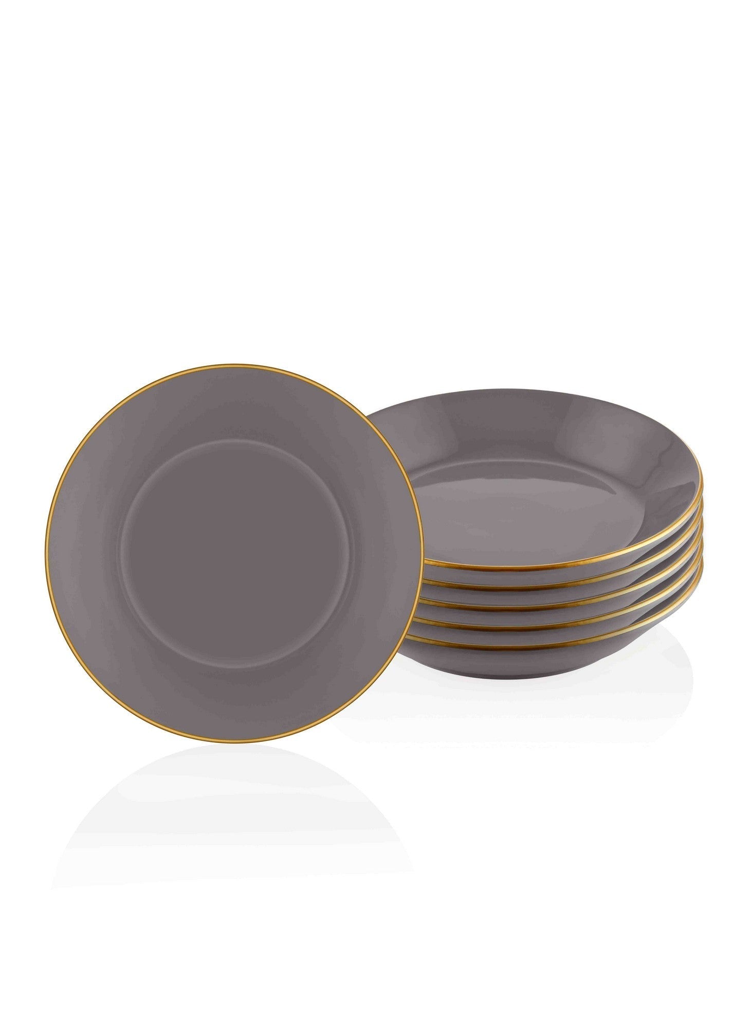 Set 6 farfurii BSC0024, gri, ceramica, 20x3 cm