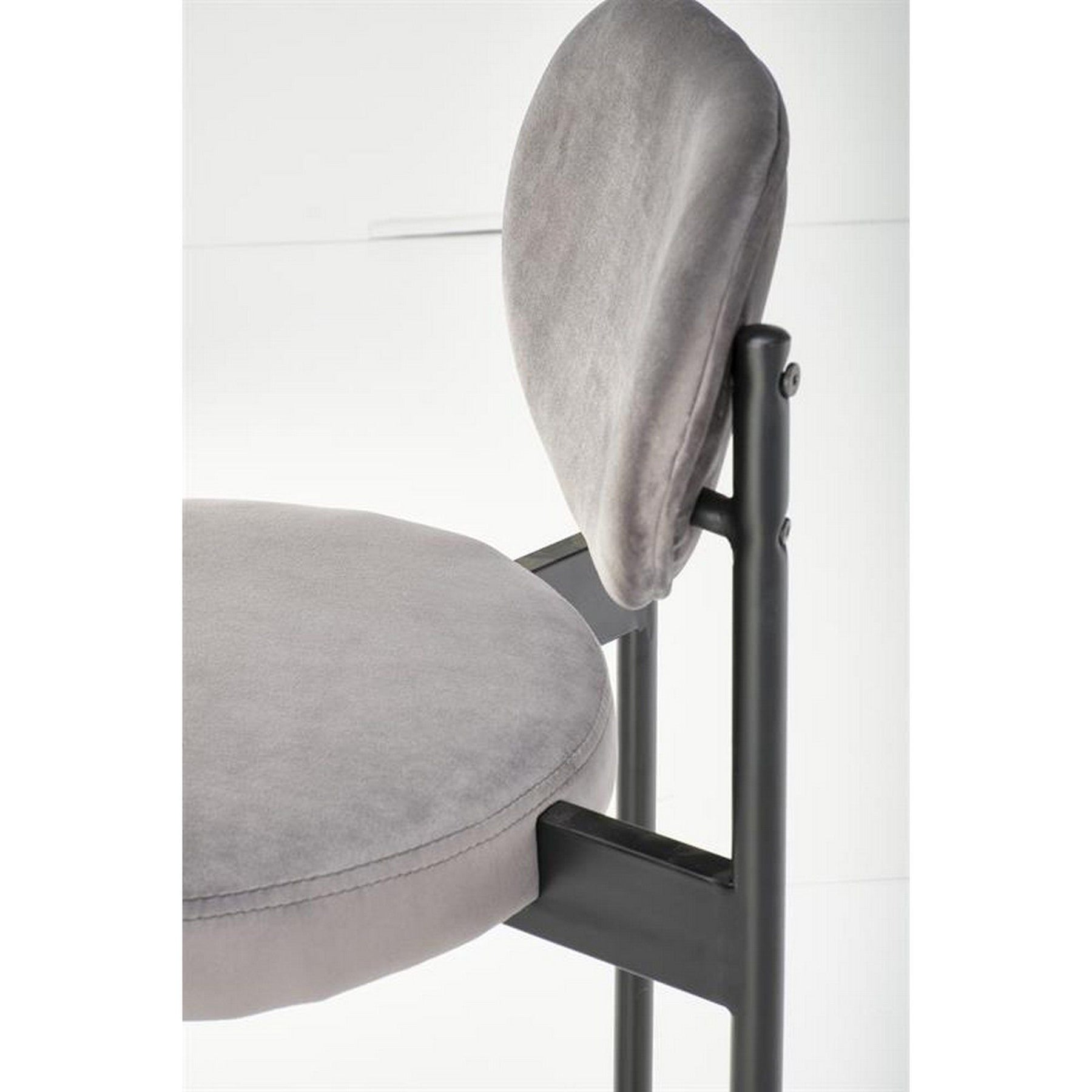 Scaun de bar H108, gri/negru, stofa catifelata, 42x48x92 cm