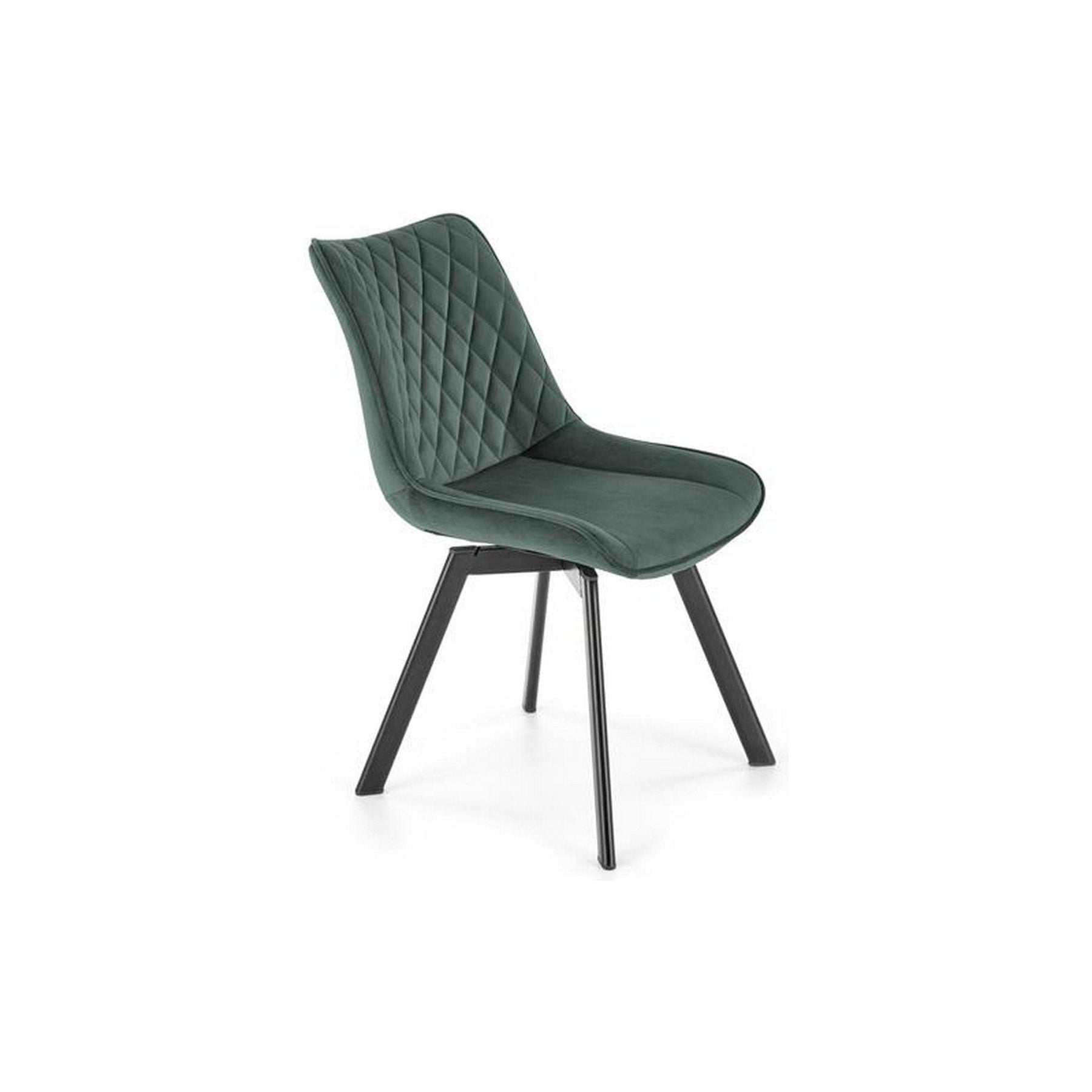 Scaun tapitat K520, verde/negru, stofa catifelata, rotativ, 45x63x80 cm