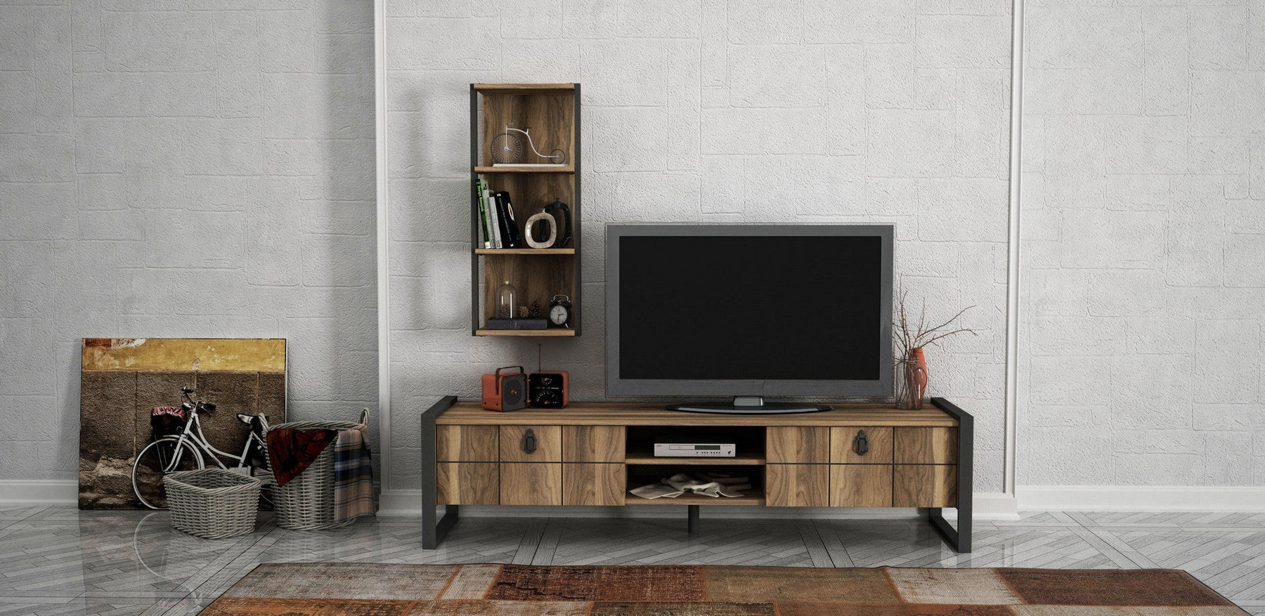 Set comoda TV si raft LOST, nuc deschis, PAL melaminat