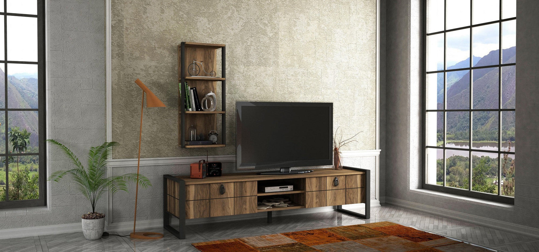 Set comoda TV si raft LOST, nuc deschis, PAL melaminat