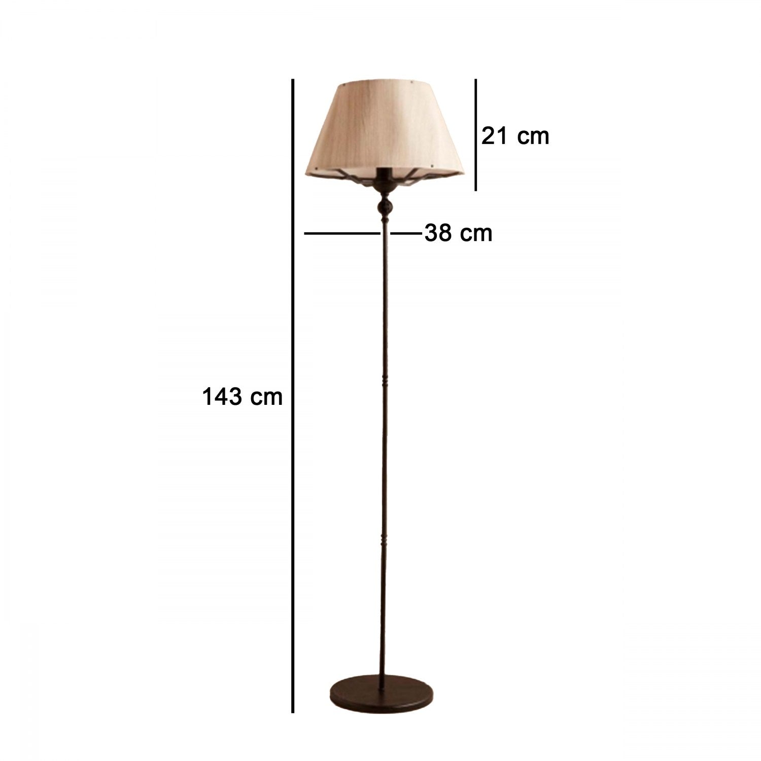 Lampadar AYD-3485, crem/negru, PVC/metal, 21x38x143 cm