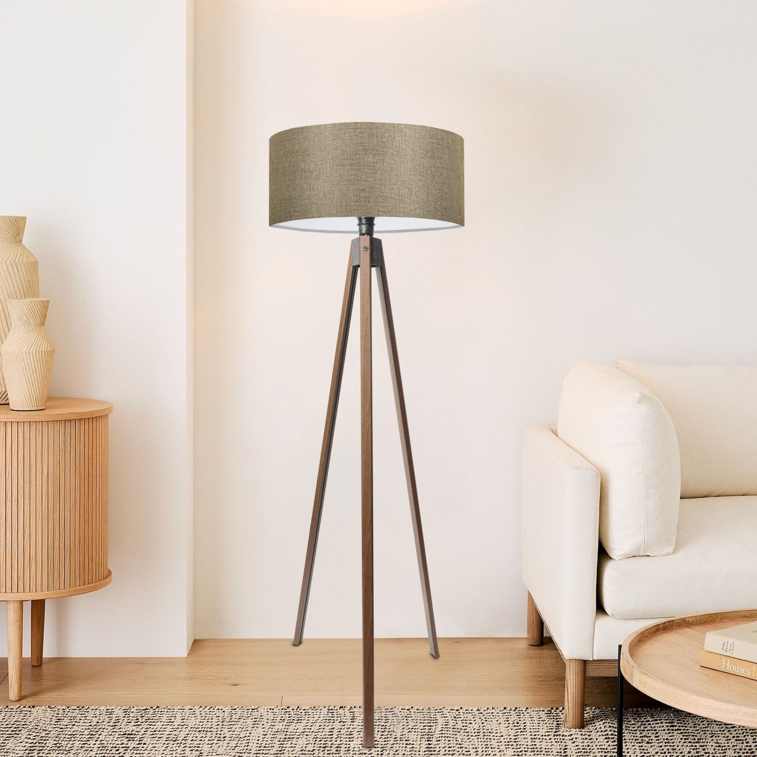 Lampadar AYD-3687, bej, material textil, 21x38x140 cm