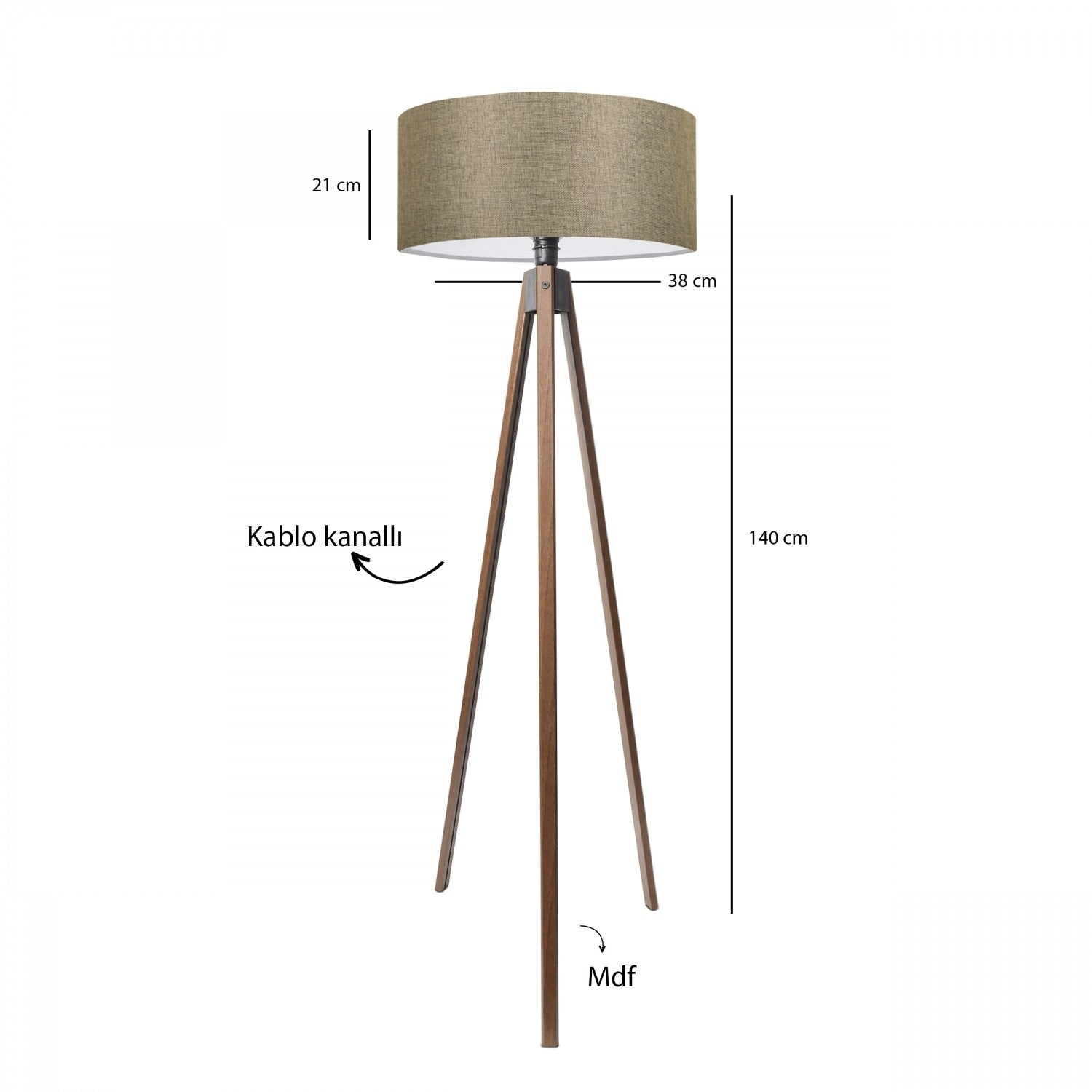 Lampadar AYD-3687, bej, material textil, 21x38x140 cm