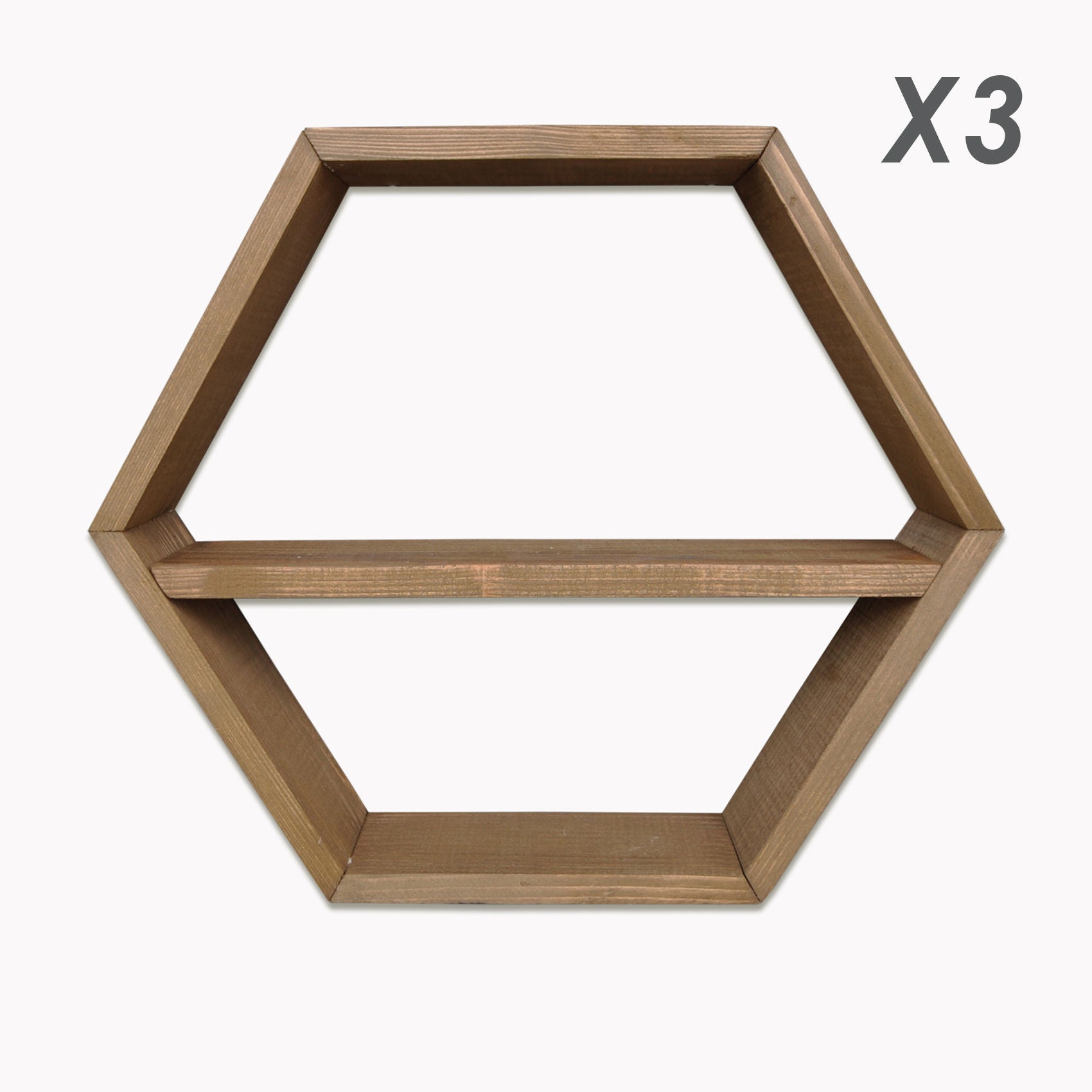Set 6 rafturi RAF109, nuc, lemn de molid, 40x10x37 cm