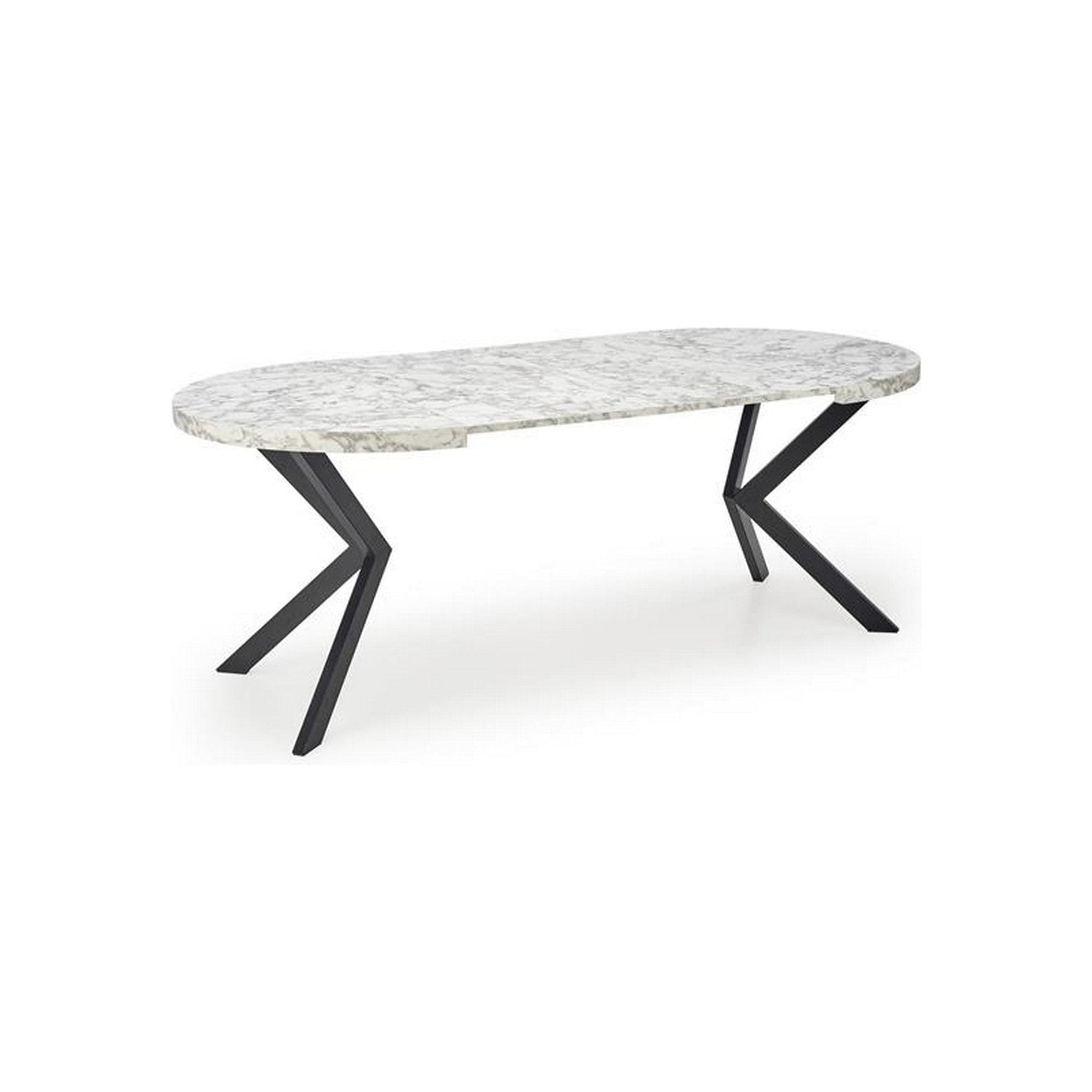 Masa extensibila PERONI, alb/gri/negru, PAL furniruit /otel, 100/250x100x75 cm