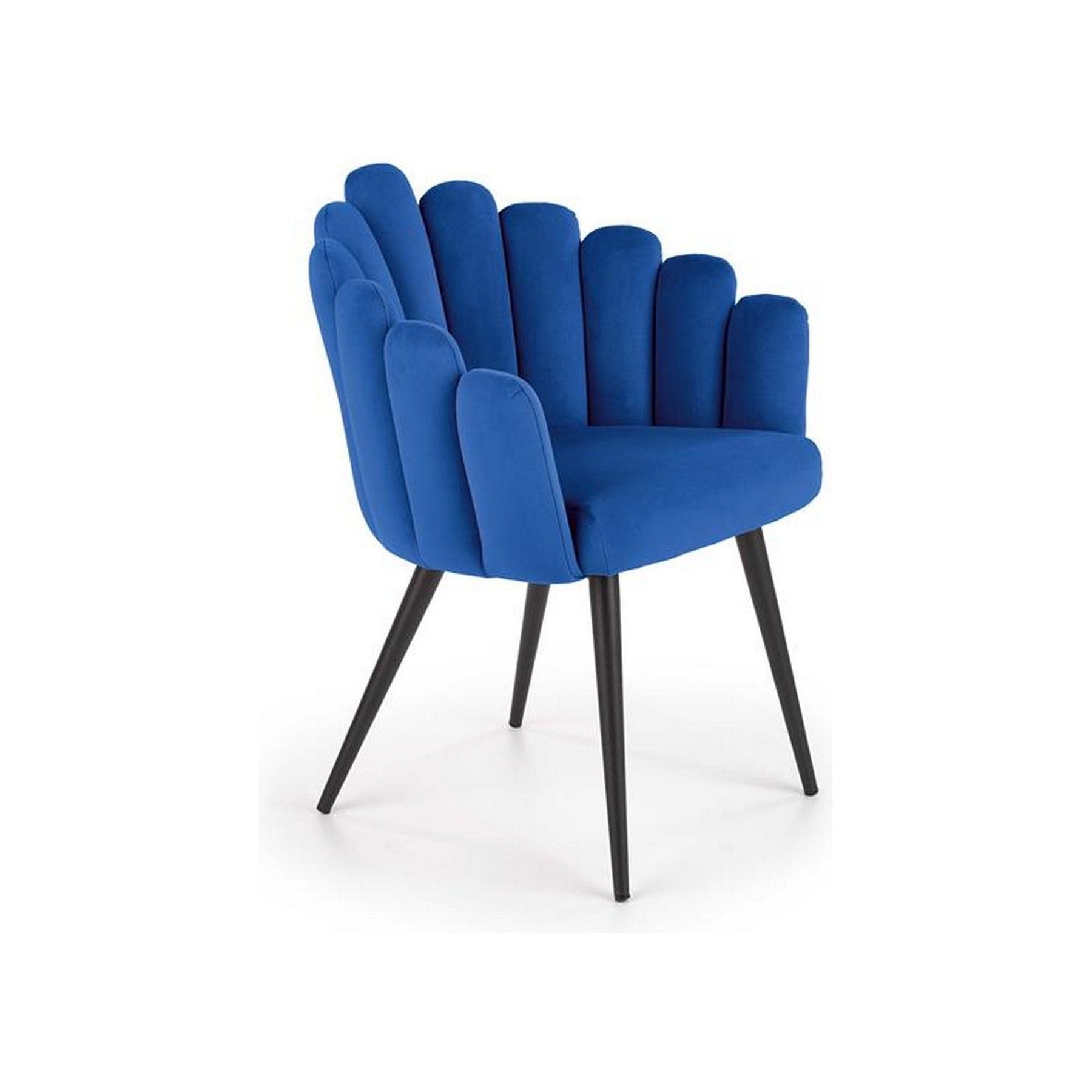 Scaun tapitat K410, albastru, stofa catifelata, 65x62x85 cm
