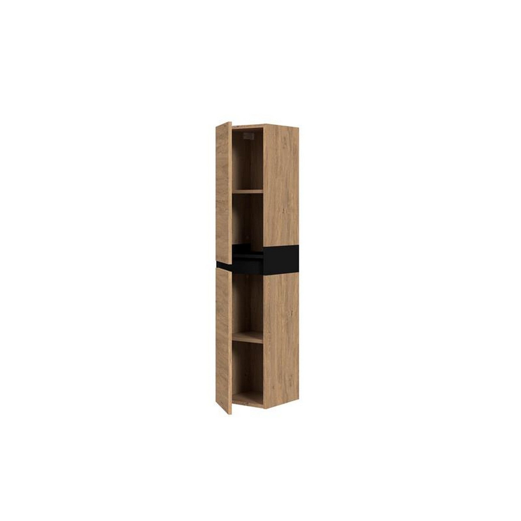 Dulap baie suspendat DUESA, stejar auriu/negru, PAL laminat, cu 2 usi, 30x30x134 cm