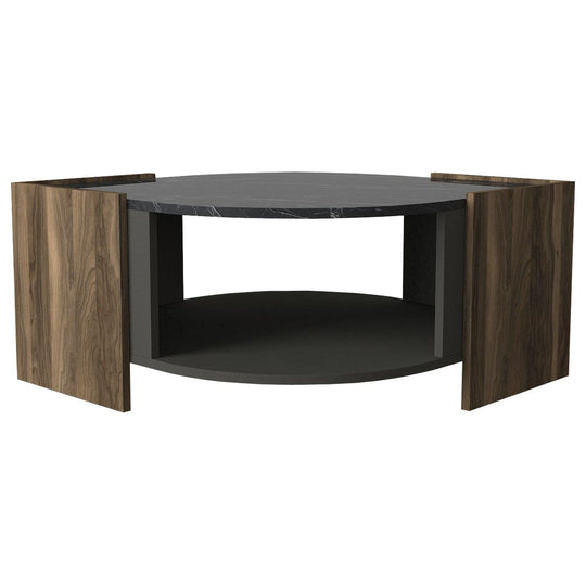Masuta cafea MARBEL, nuc/gri antracit, PAL, 75x75x40 cm