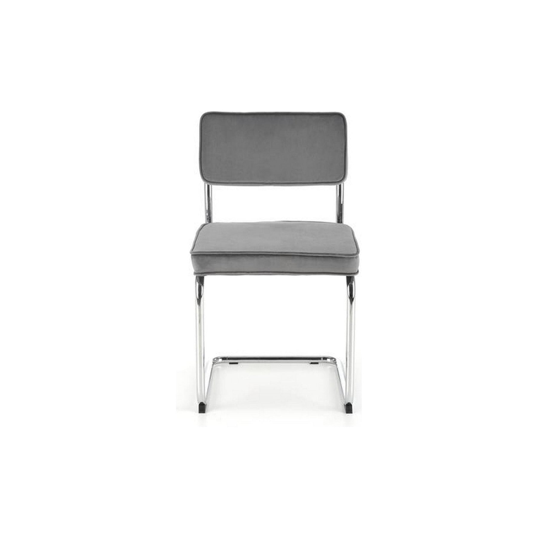 Scaun tapitat K510, gri, stofa catifelata/otel cromat, 49x55x85 cm