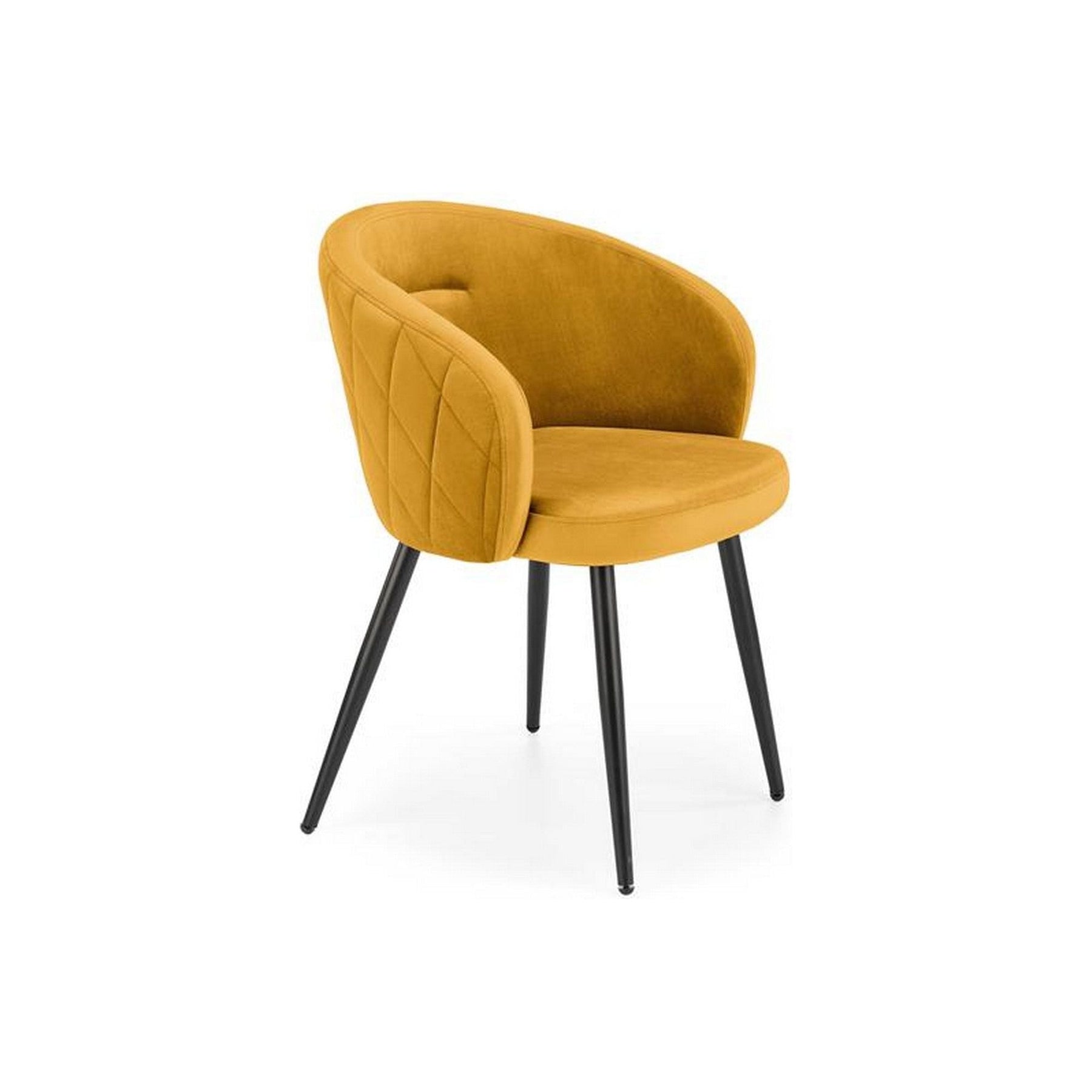 Scaun tapitat K430, galben, stofa catifelata, 61x54x77 cm