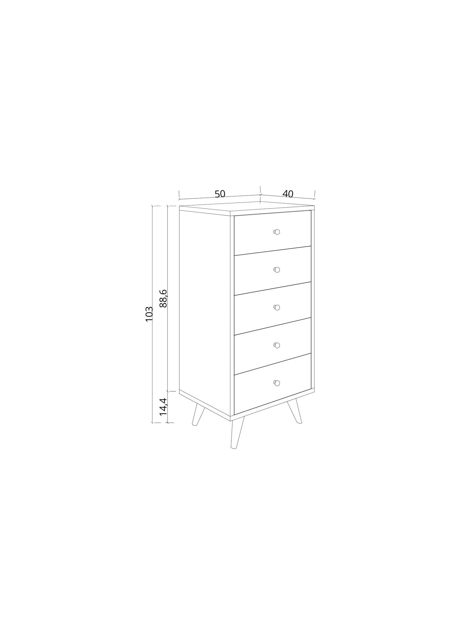Comoda FRENZU, bej, PAL, 50x40x103 cm