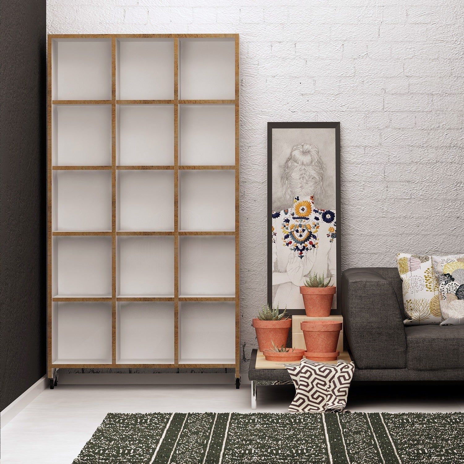 Biblioteca Crotone, stejar, pal melaminat, 90x25x165 cm