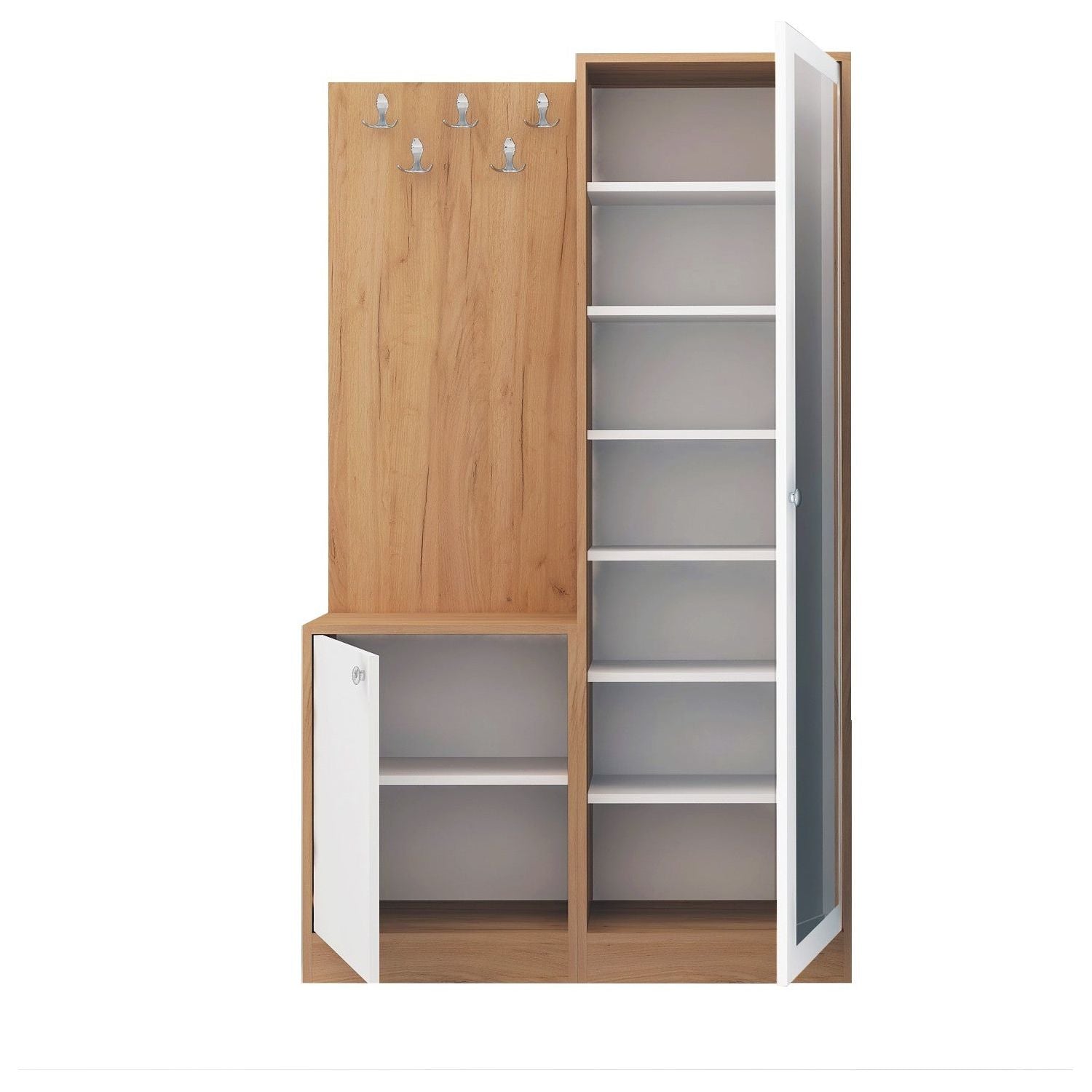 Set hol Broc, stejar/alb, pal, 100x35x180 cm