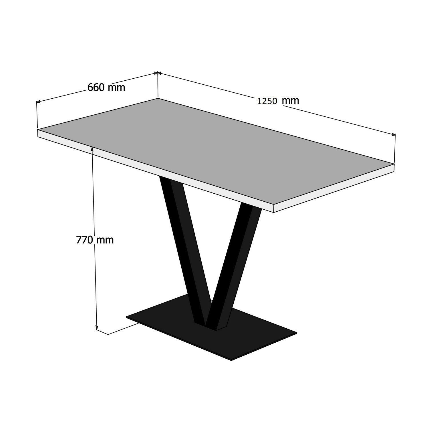 Masa SUN, nuc/negru, lemn de pin/metal, 125x66x77 cm