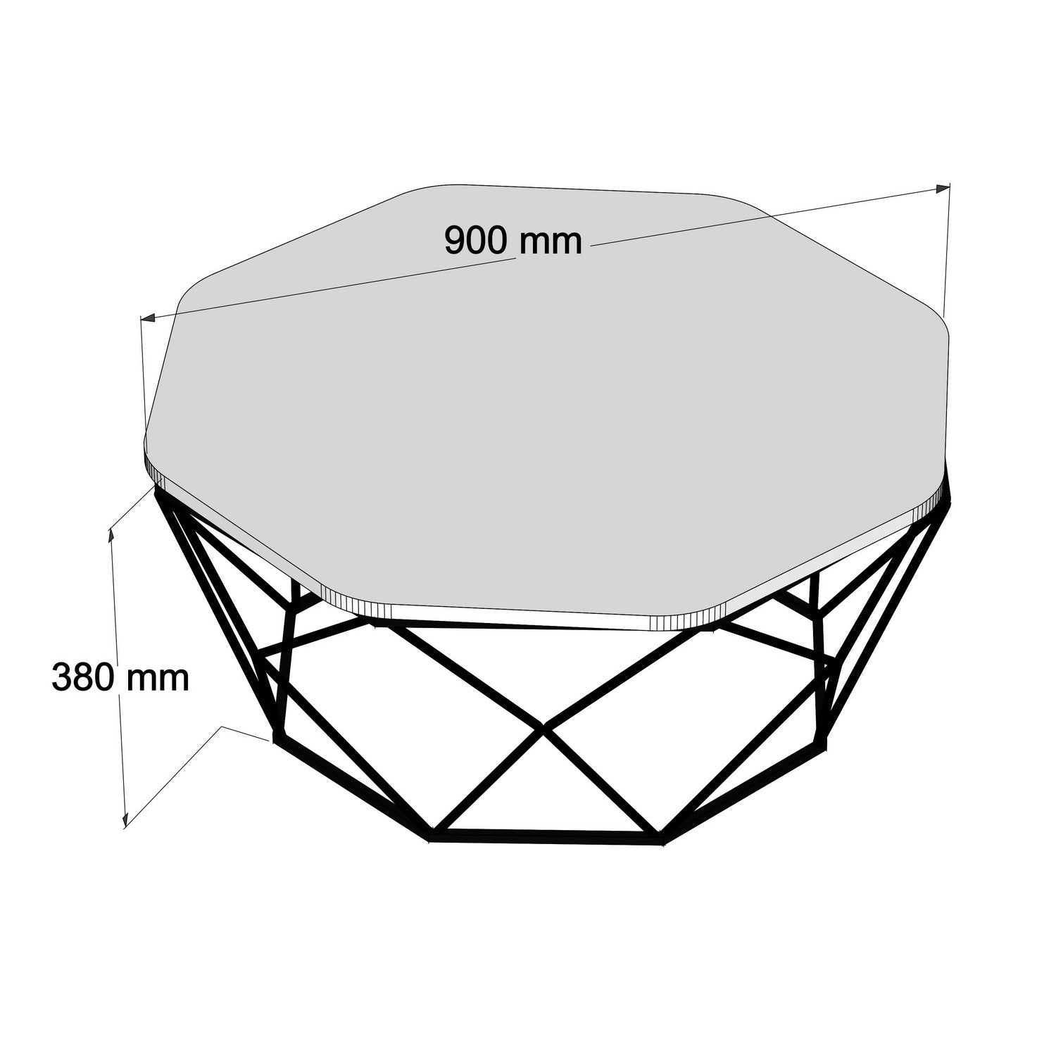 Masuta cafea DIAMOND, alb cu efect de marmura/negru, PAL melaminat/metal, 90x90x38 cm