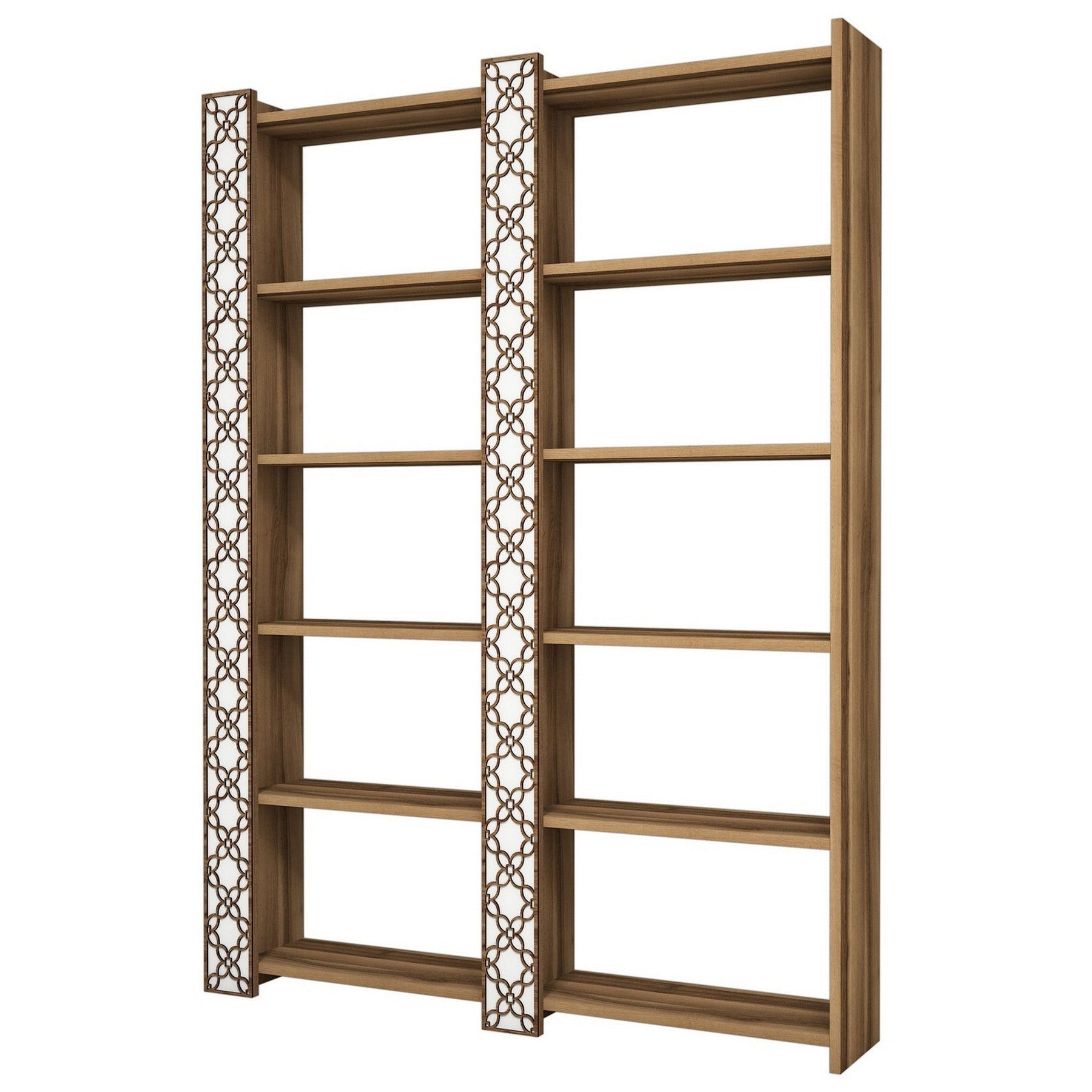 Biblioteca CITY 2, nuc/alb, PAL melaminat, 125x24x170 cm