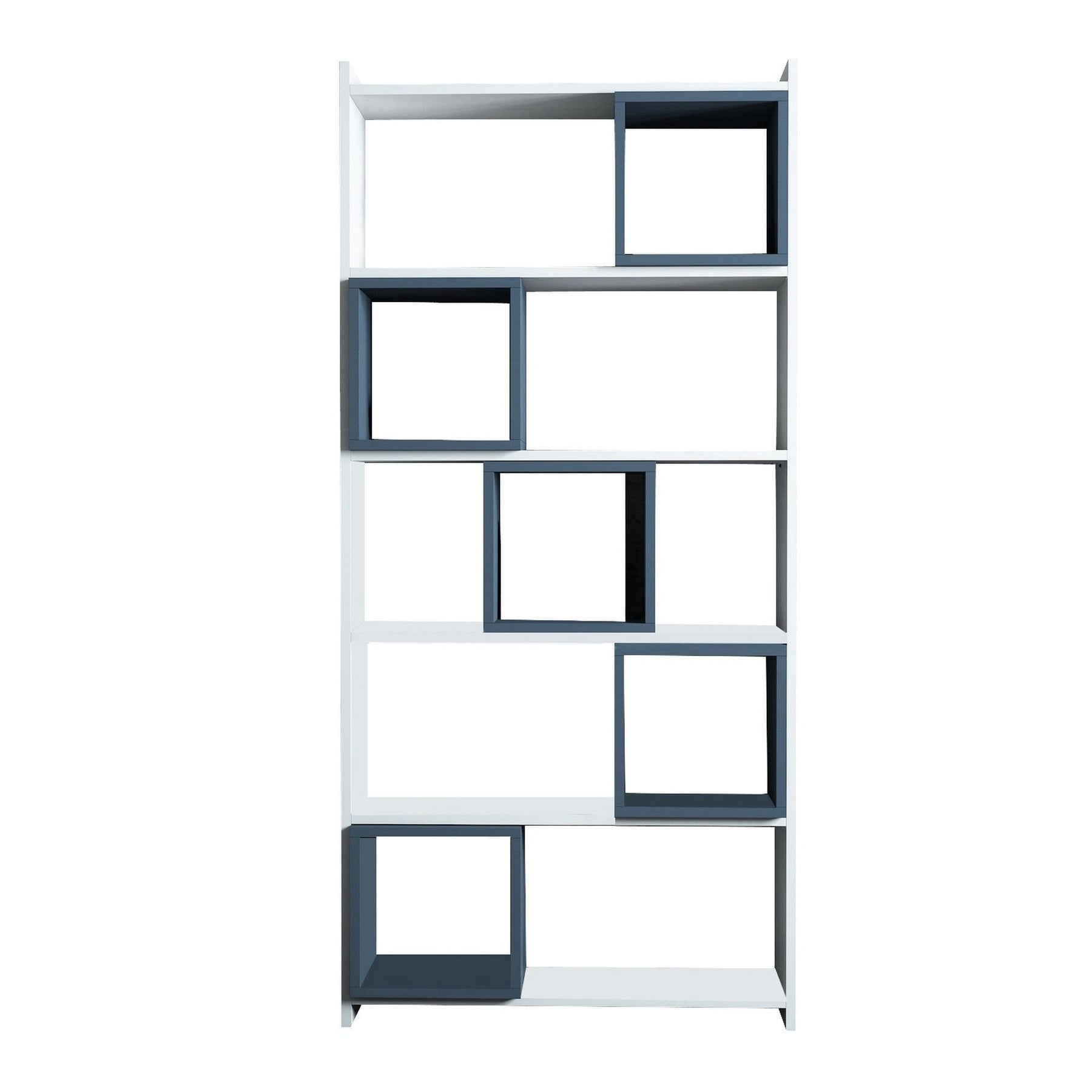 Set mobilier birou BOX, alb/albastru, PAL melaminat, 3 piese