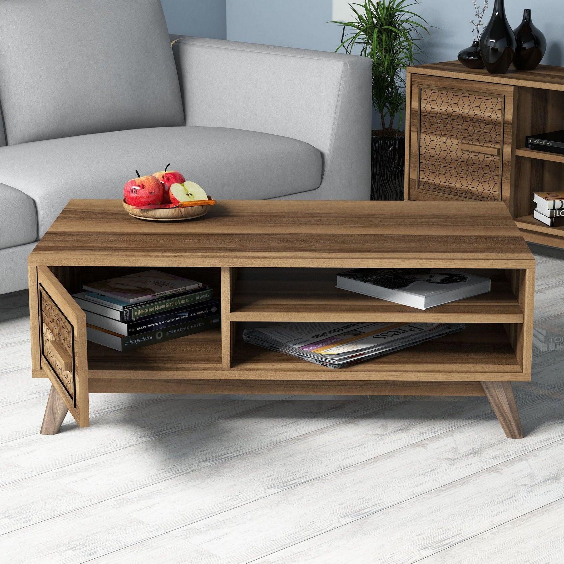Set mobilier living AYLA, 3 piese, nuc, PAL melaminat