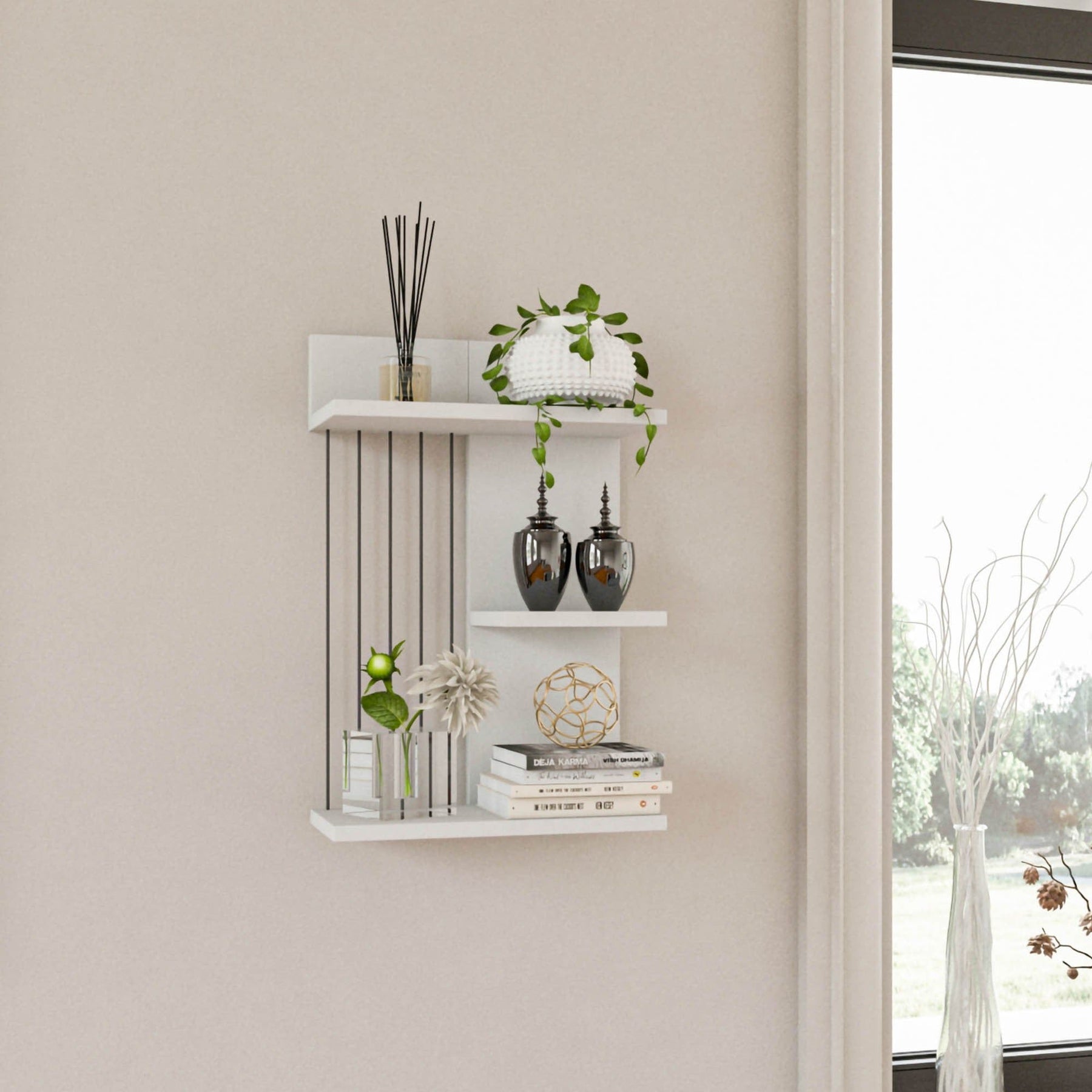 Raft de perete Kinik, 100% PAL melaminat, alb, 60x40x19 cm